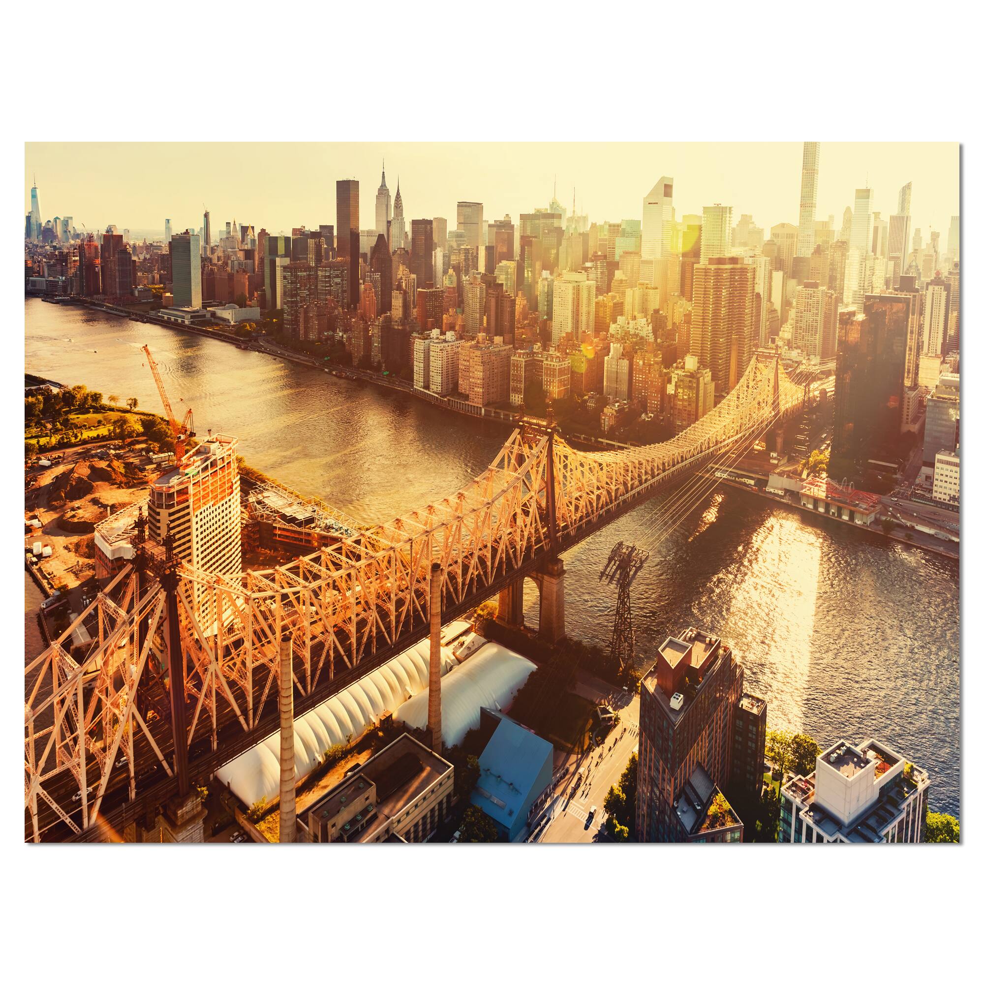 Designart - Queensboro Bridge over East River - Large Cityscape Canvas Art Print