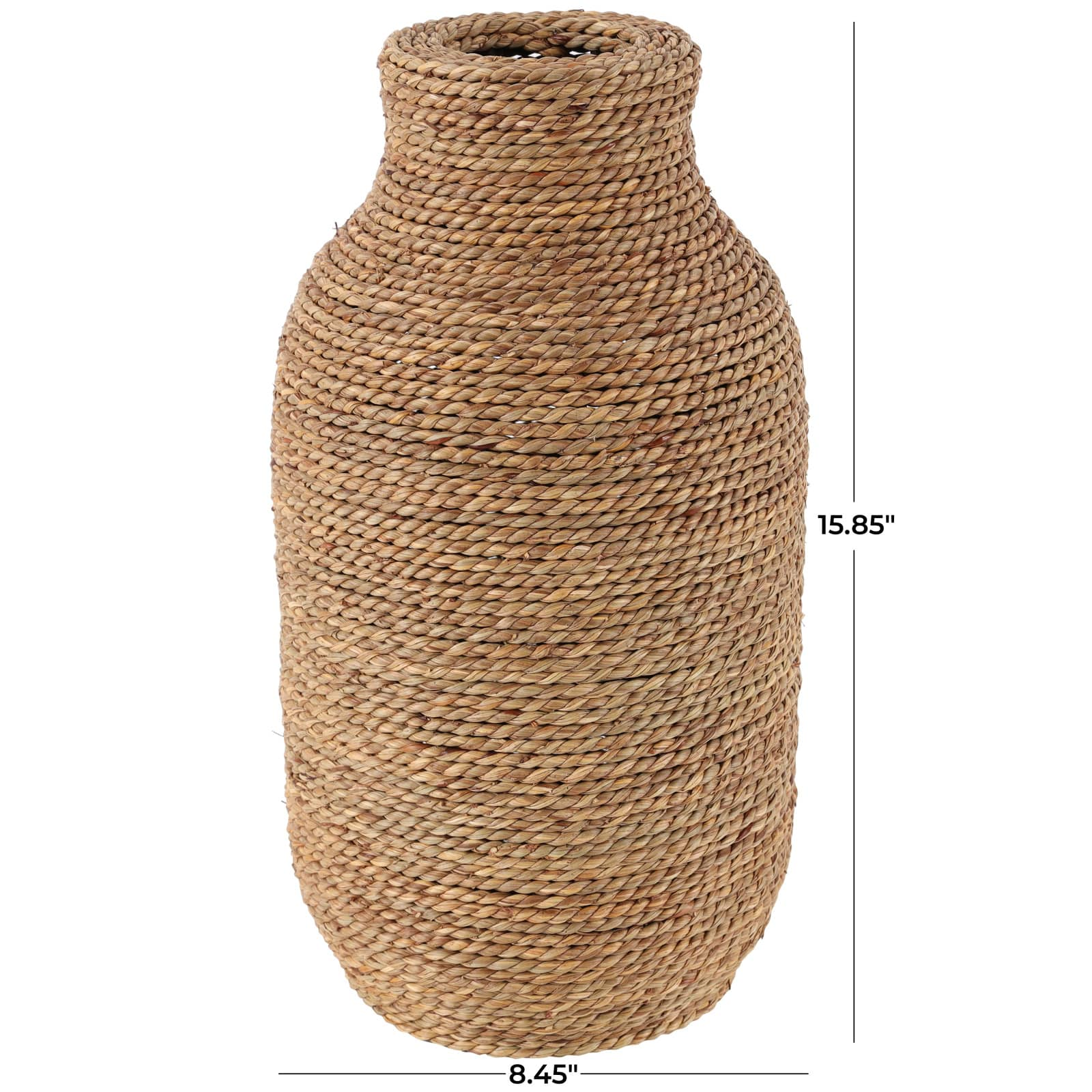 16&#x22; Brown Seagrass Handmade Wrapped Vase