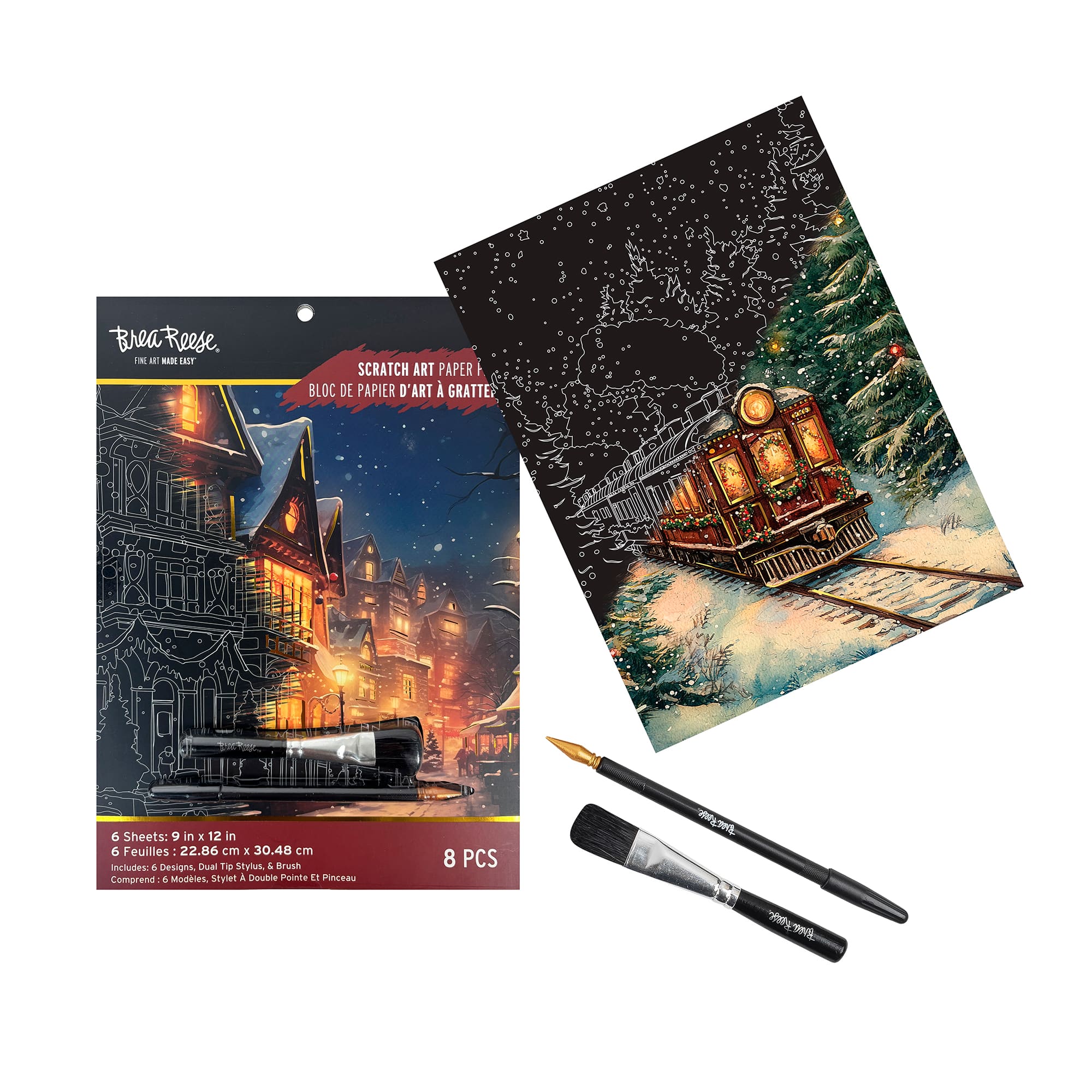 Brea Reese&#x2122; 9&#x22; x 12&#x22; Moonlight Christmas Scratch Art Paper Pad