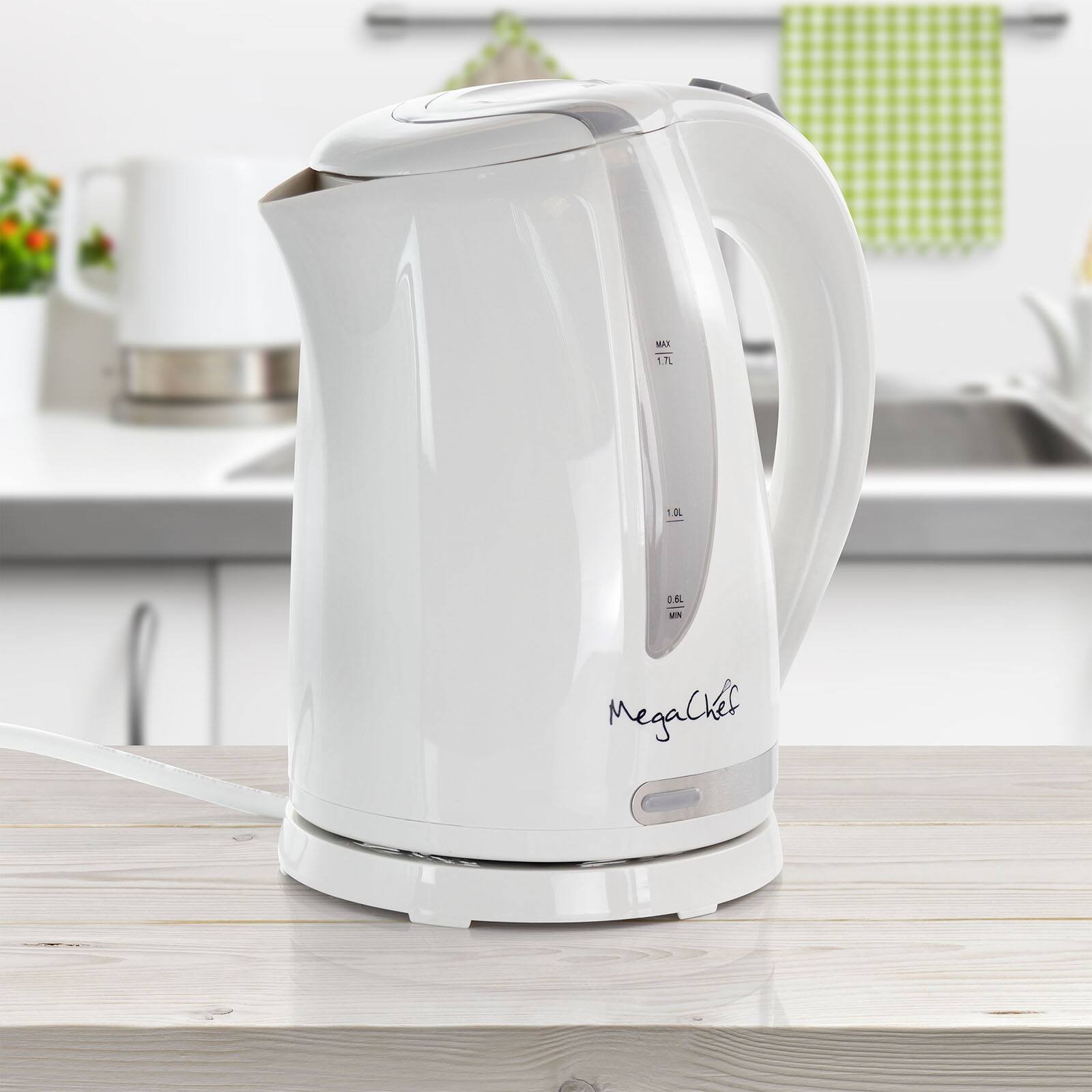 MegaChef 1.7L White Plastic Electric Tea Kettle