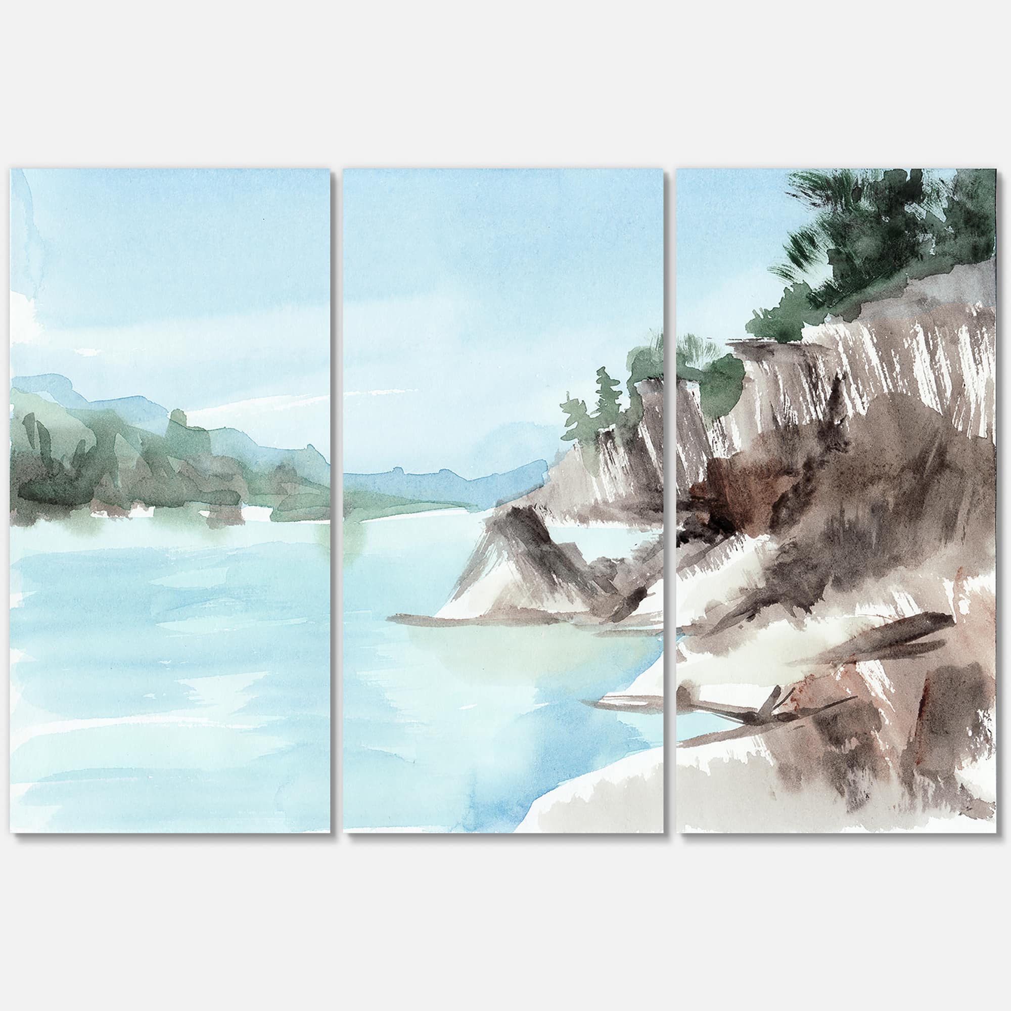 Designart - Rocks By The Blue Lake - Lake House Canvas Wall Art Print