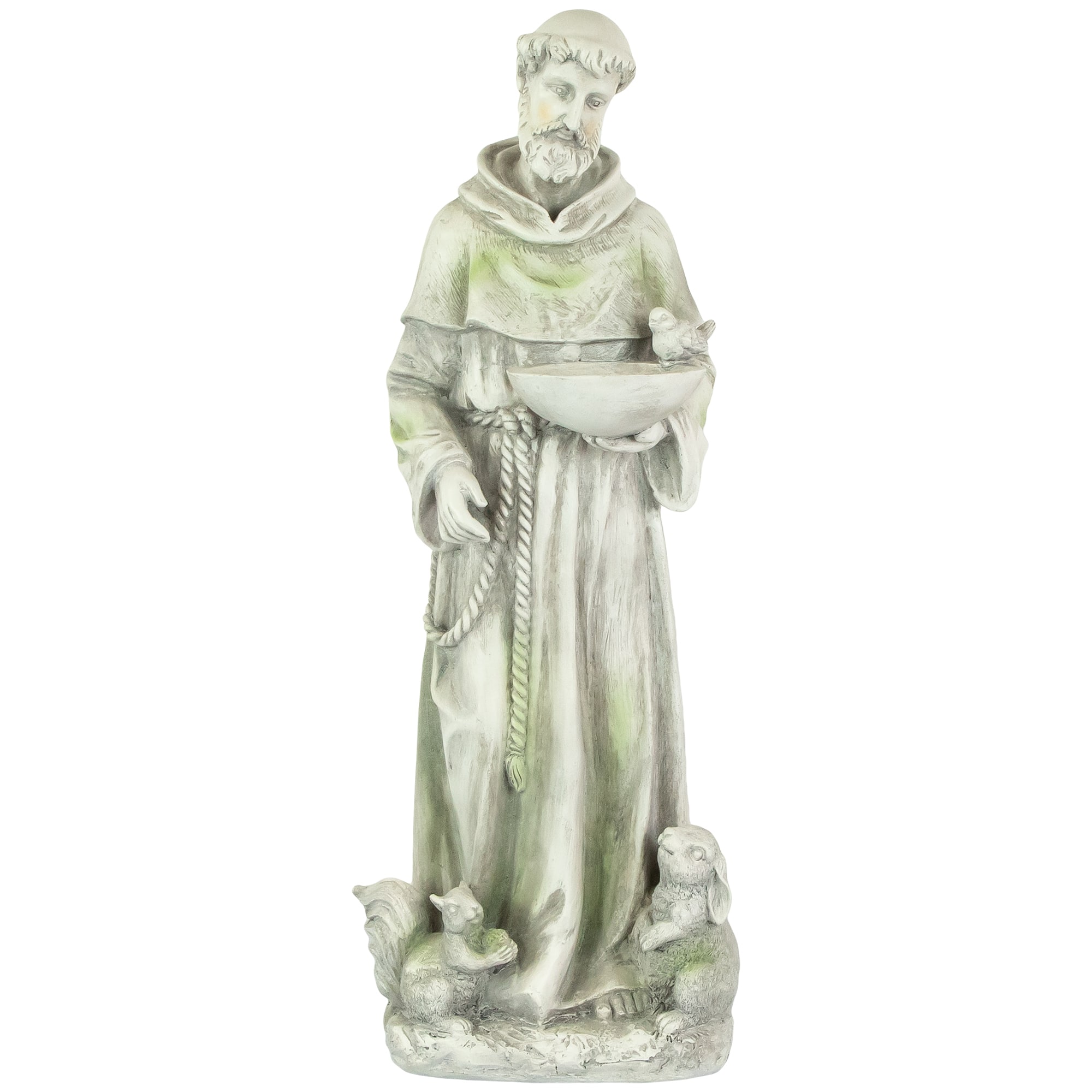 23.5" Religious St. Francis of Assisi Bird Feeder Outdoor Garden Statue