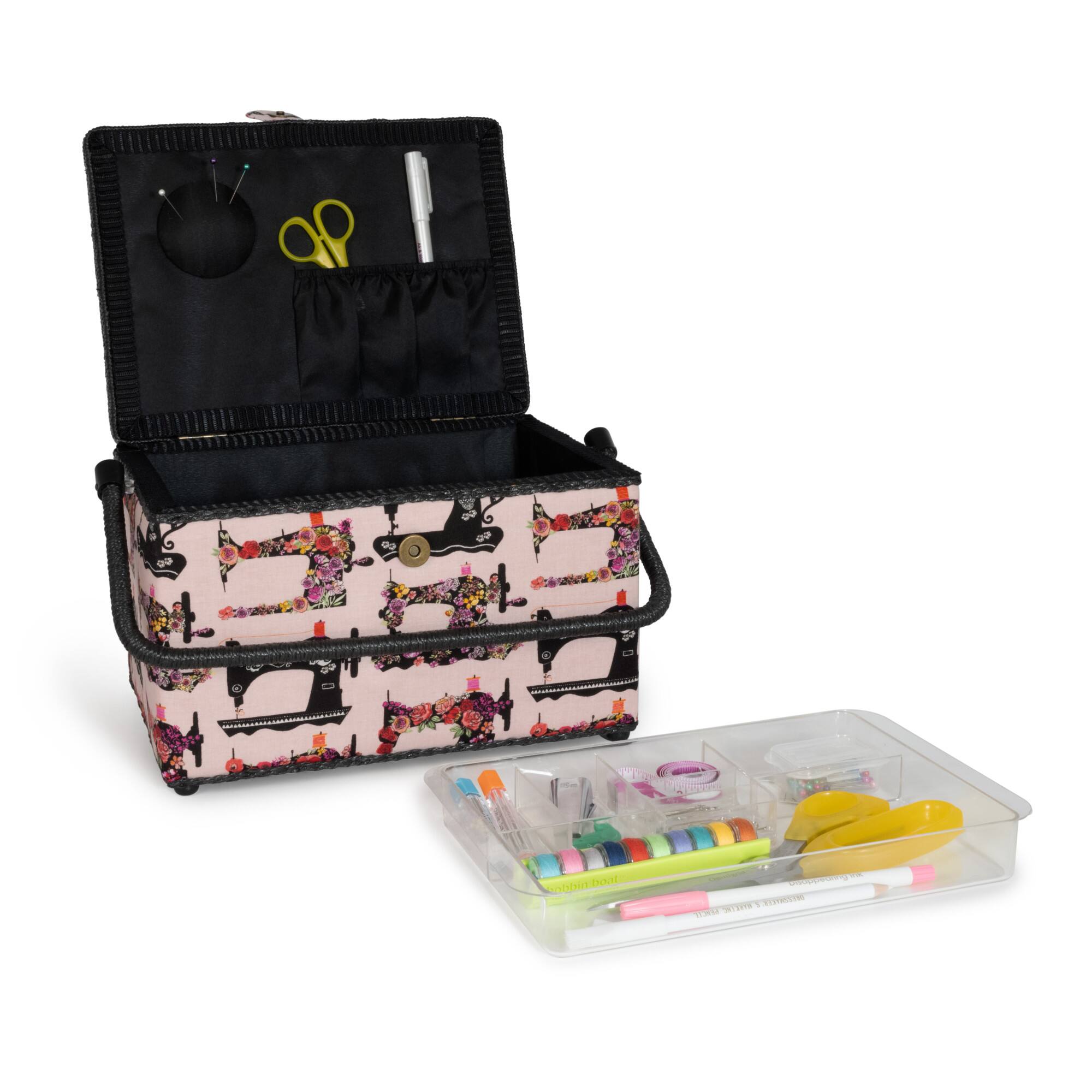 Dritz&#xAE; Large Pink Sewing Machines Sewing Basket