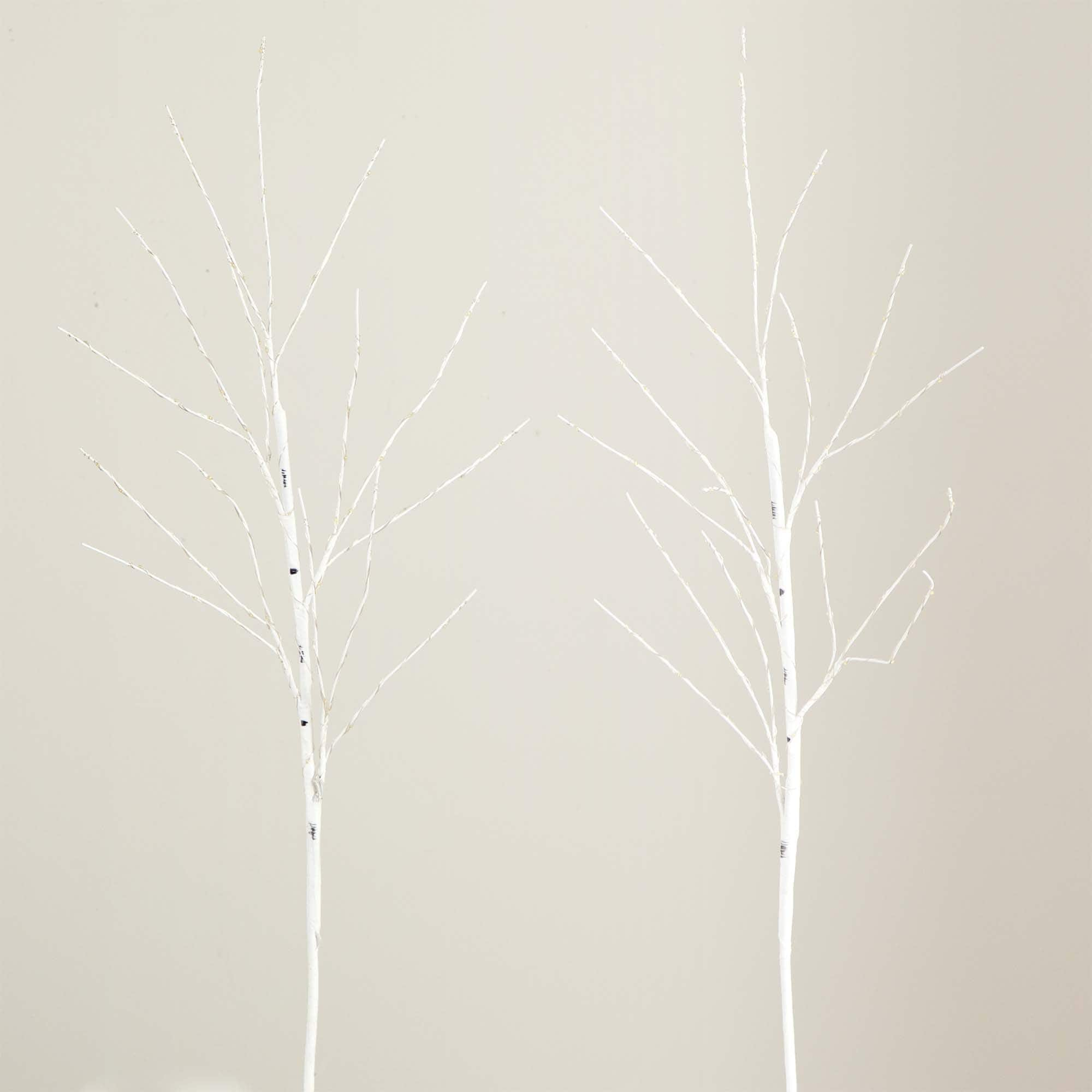 2 Pack 3ft. Pre-Lit Artificial White Birch Branches, Warm White LED Lights