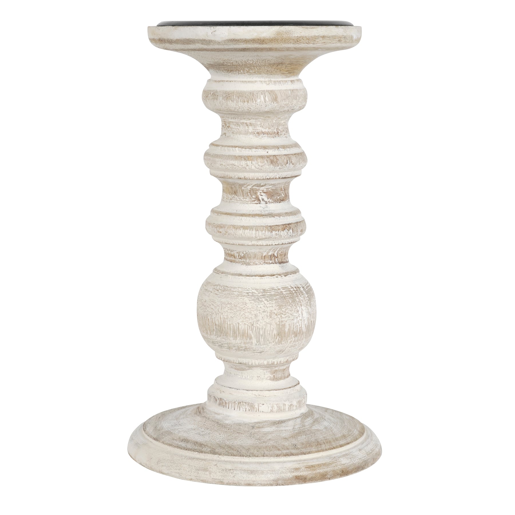 8 Pack: 8&#x22; Whitewashed Wood Carved Pillar Candle Holder by Ashland&#xAE;