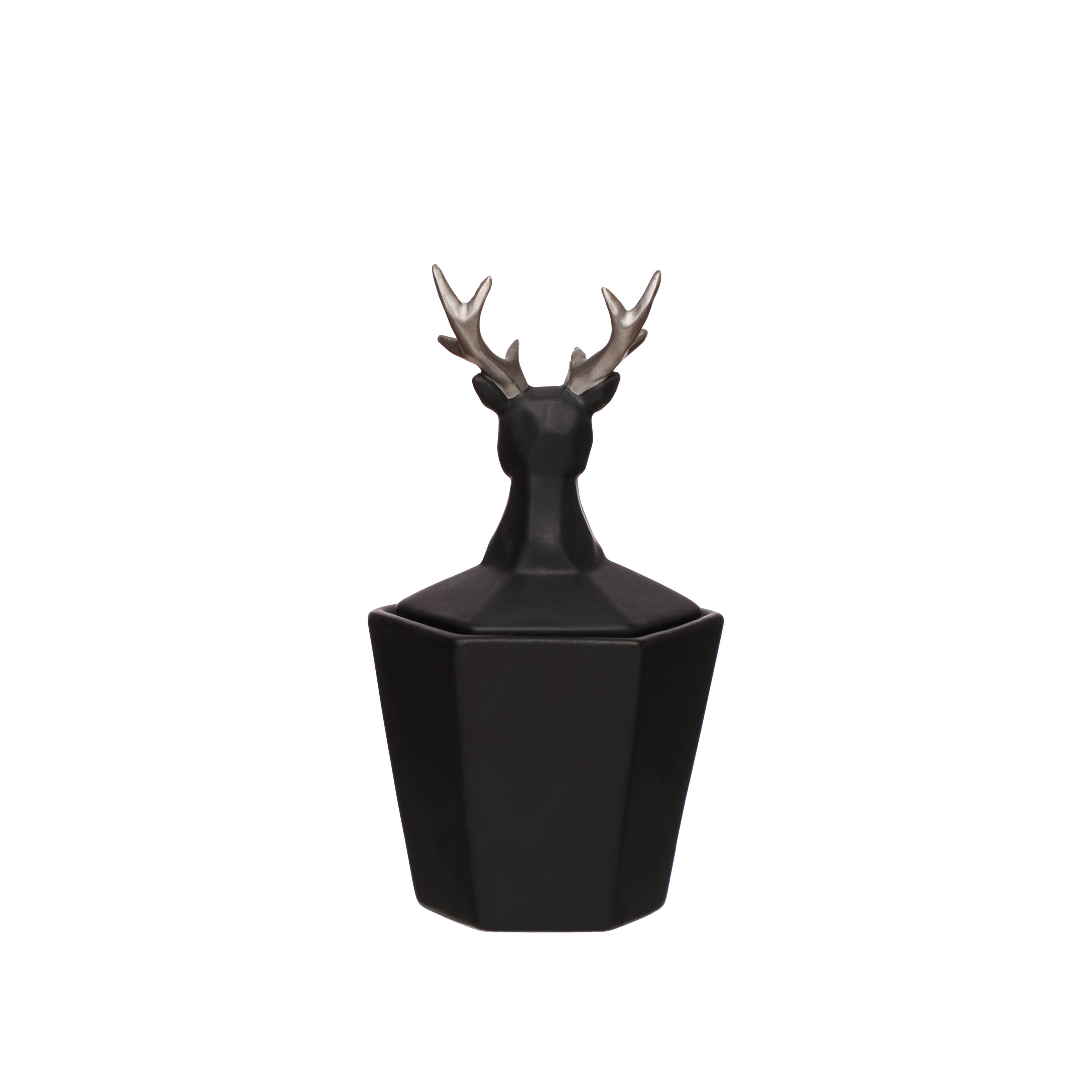 7.5&#x22; Black &#x26; Silver Reindeer Decorative Container by Ashland&#xAE;