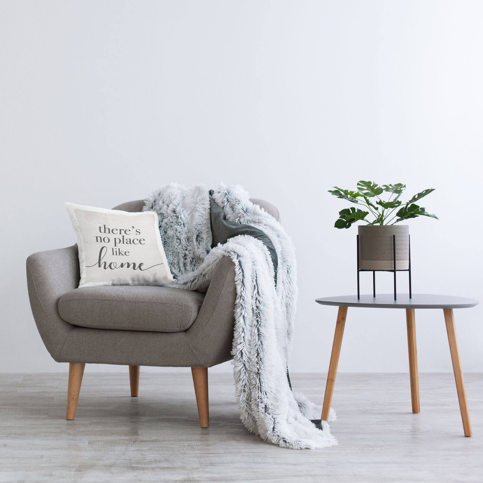 Stupell Industries No Place Like Home Phrase Rustic Farmhouse Pattern Throw Pillow 18&#x22; x 18&#x22;