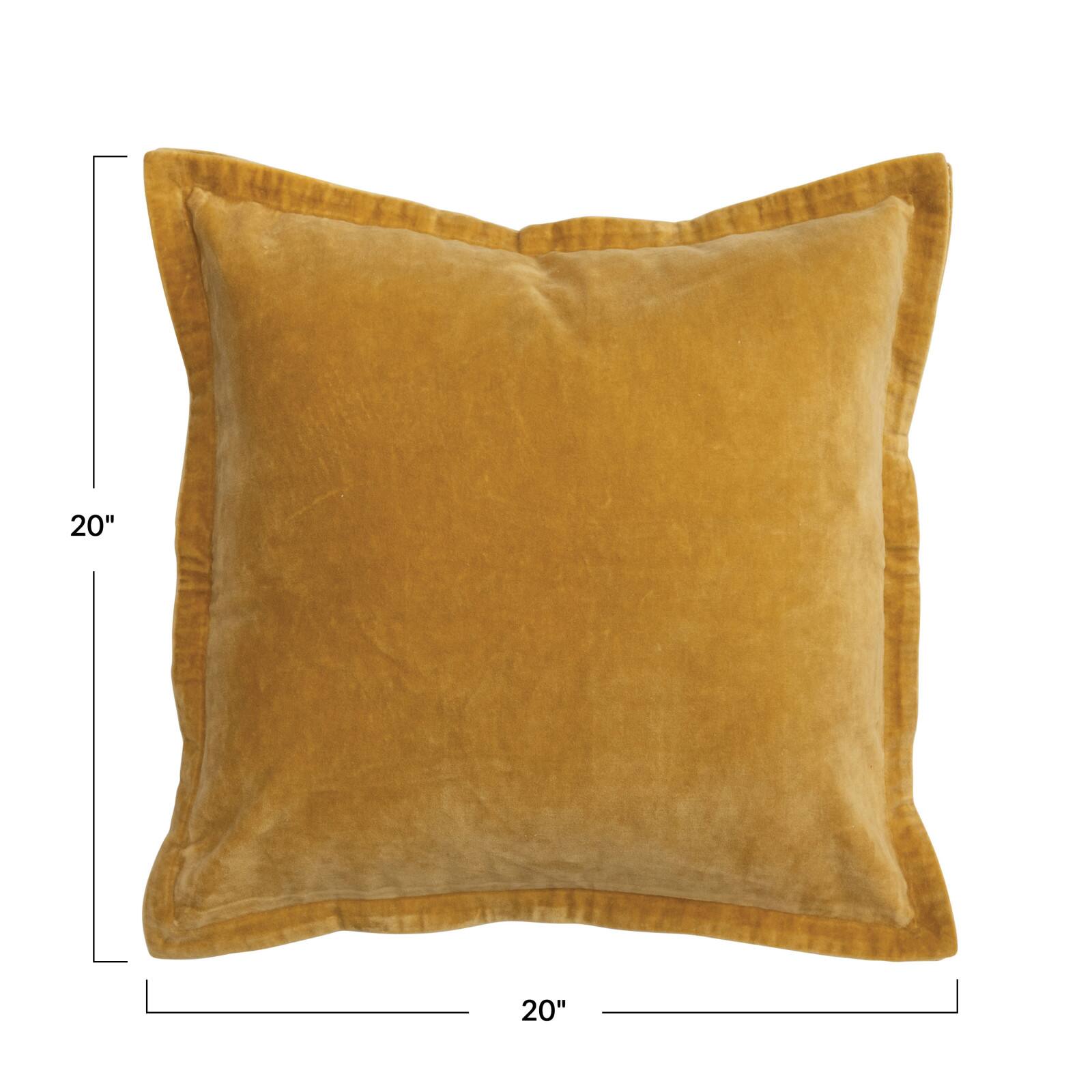 Hello Honey® Mustard Cotton Velvet Pillow Cover with Patterned Flanged Edge