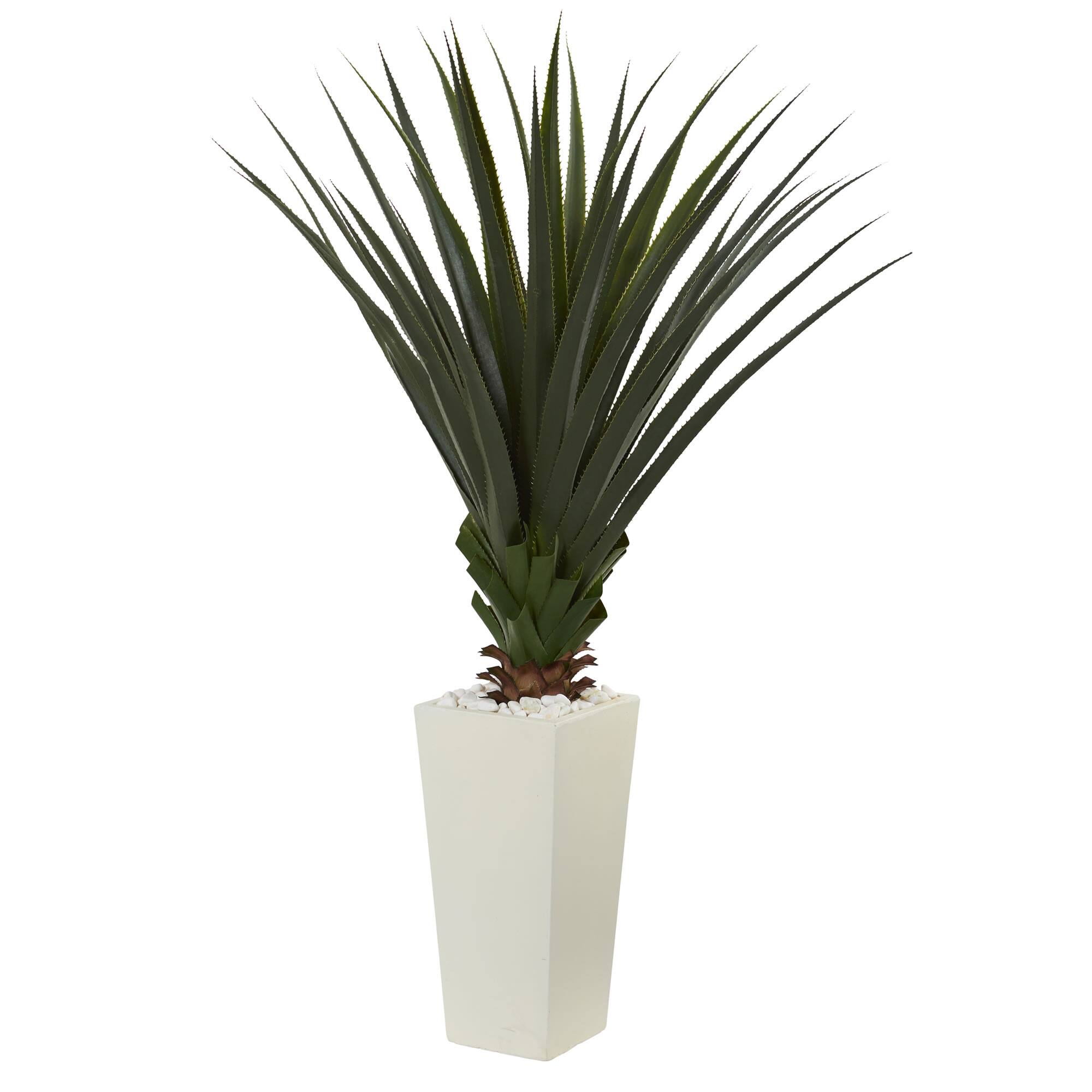 5ft. Spiky Agave Plant in White Tower Planter