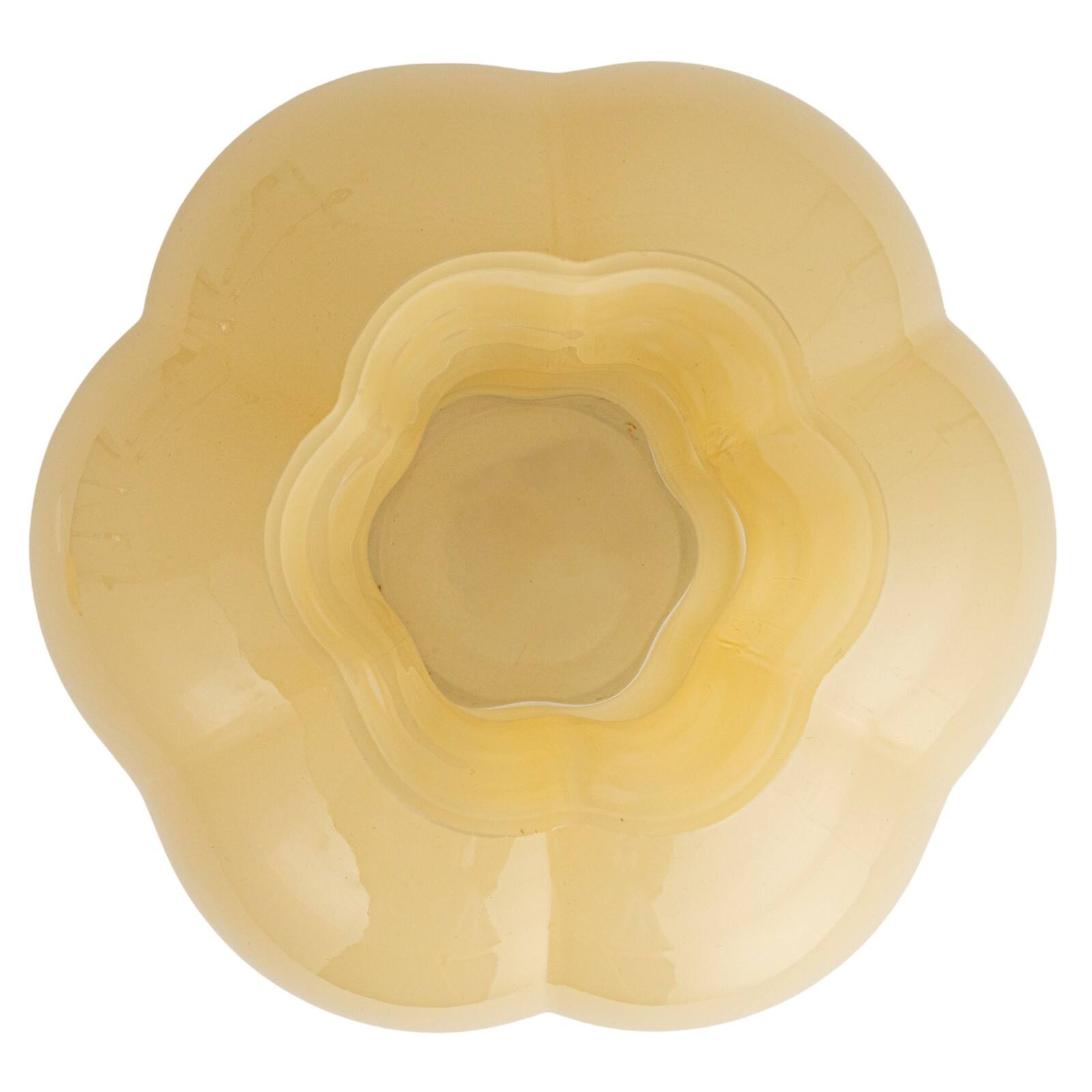 Hello Honey&#xAE; 9.25&#x22; Light Yellow Round Opaque Glass Vase