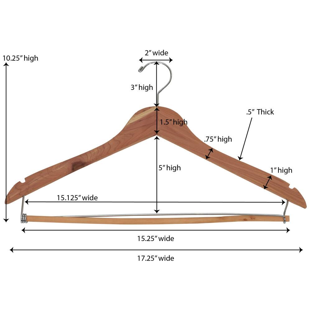 Household Essentials Cedar Coat Hanger with Locking Bar (Set of 4)