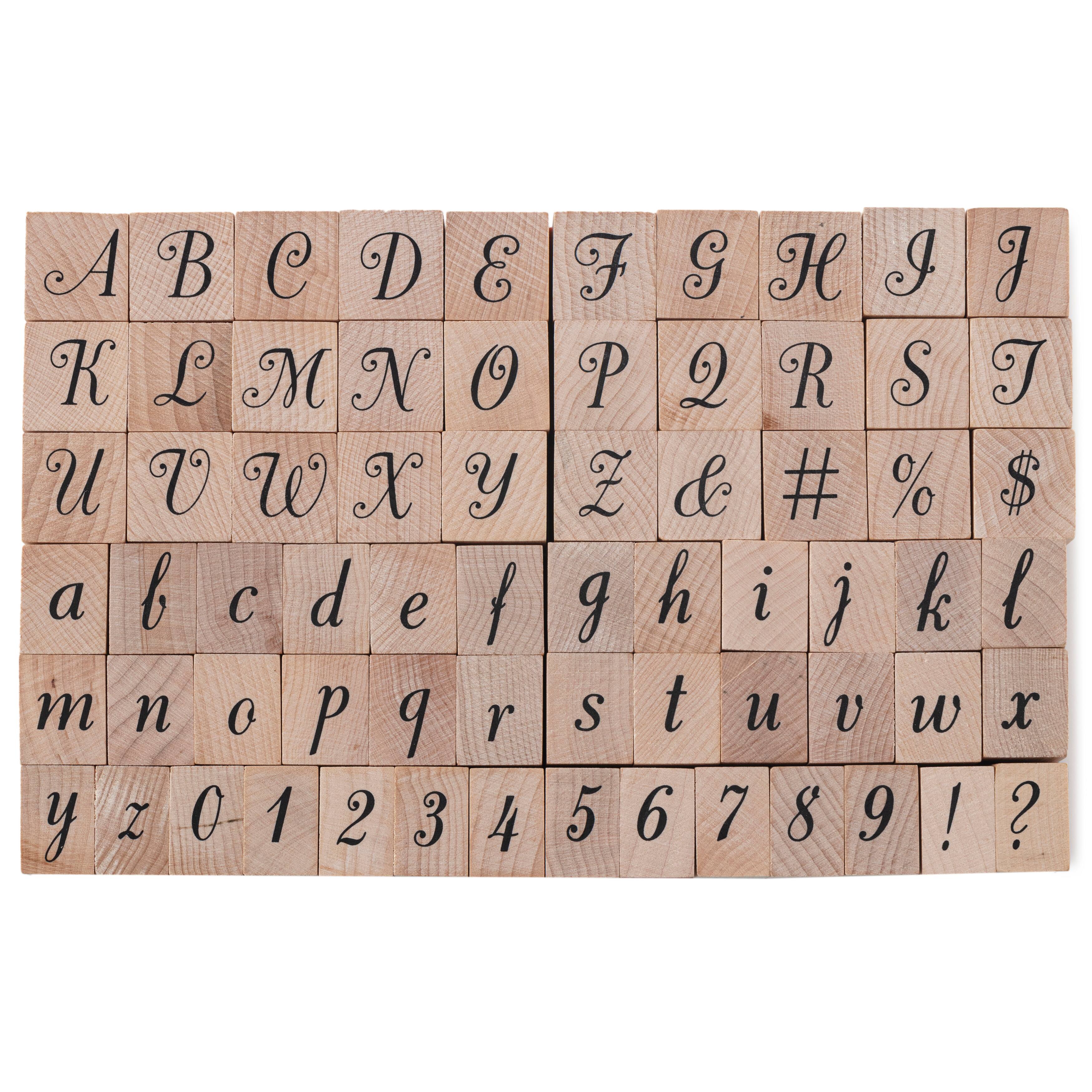 6 Pack: Script Alphabet & Numbers Wood Stamp Set by Recollections™