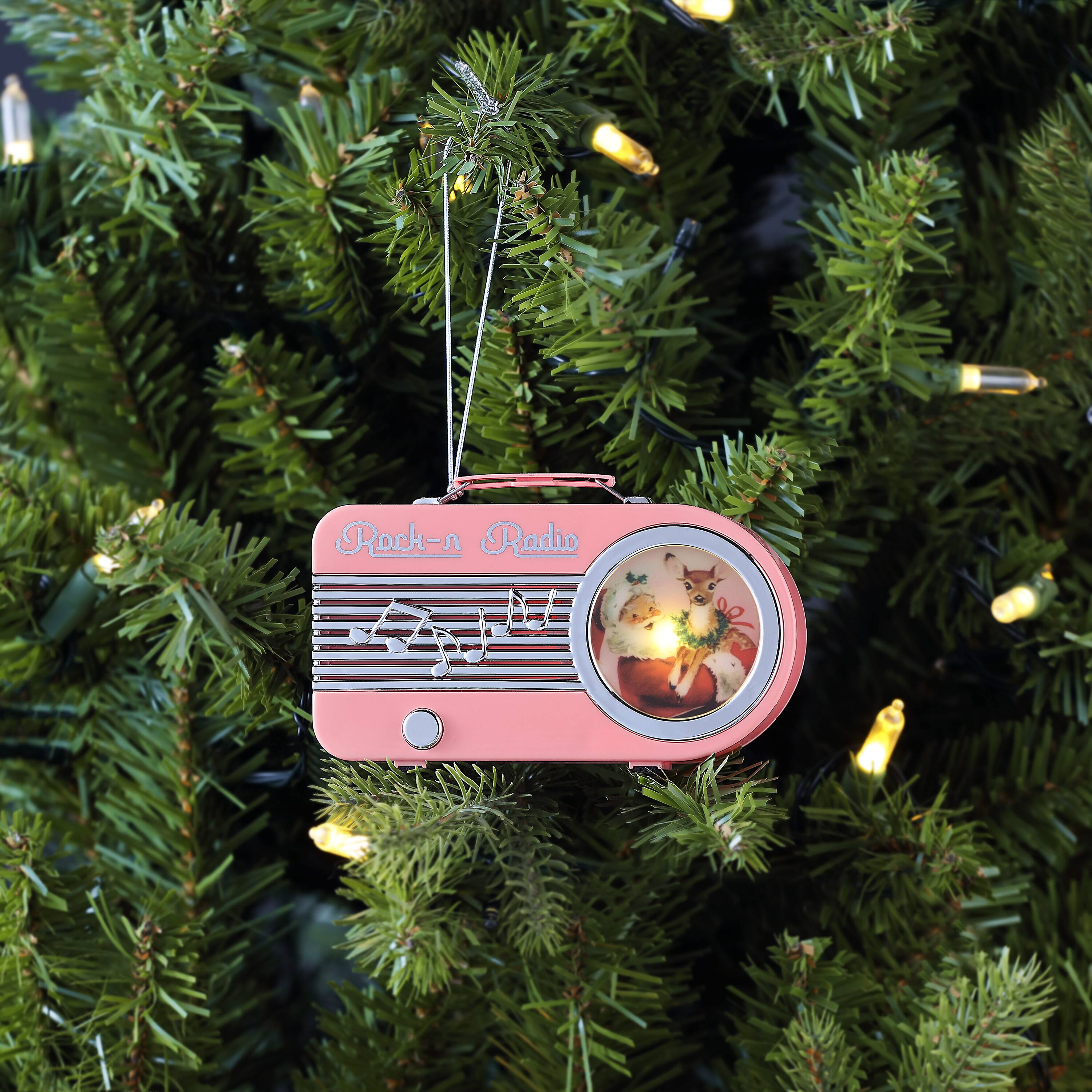 Miniature Pink Vintage Radio Ornament