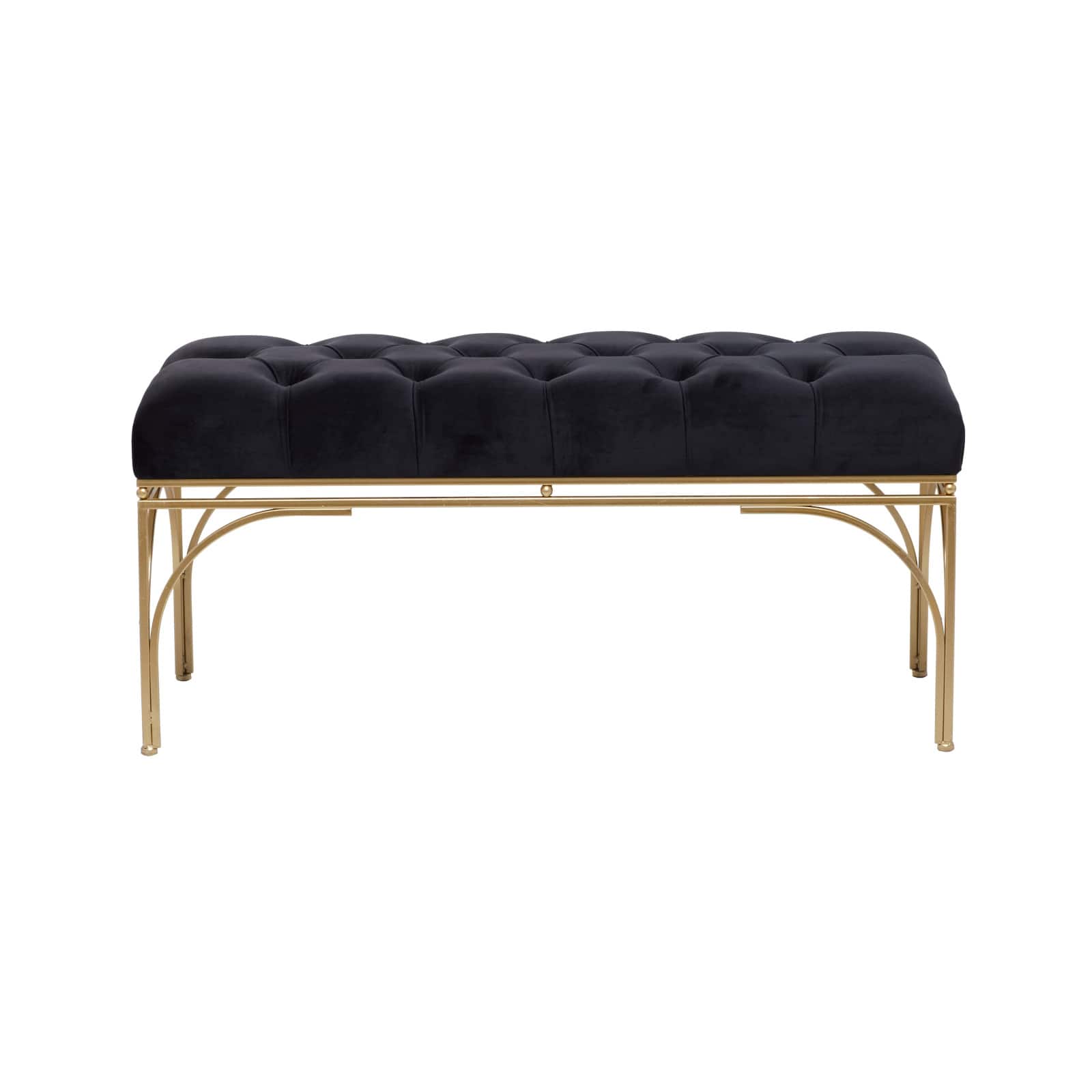 Black Metal Glam Bench, 19 x 39 x 17 By Ivory And Iris