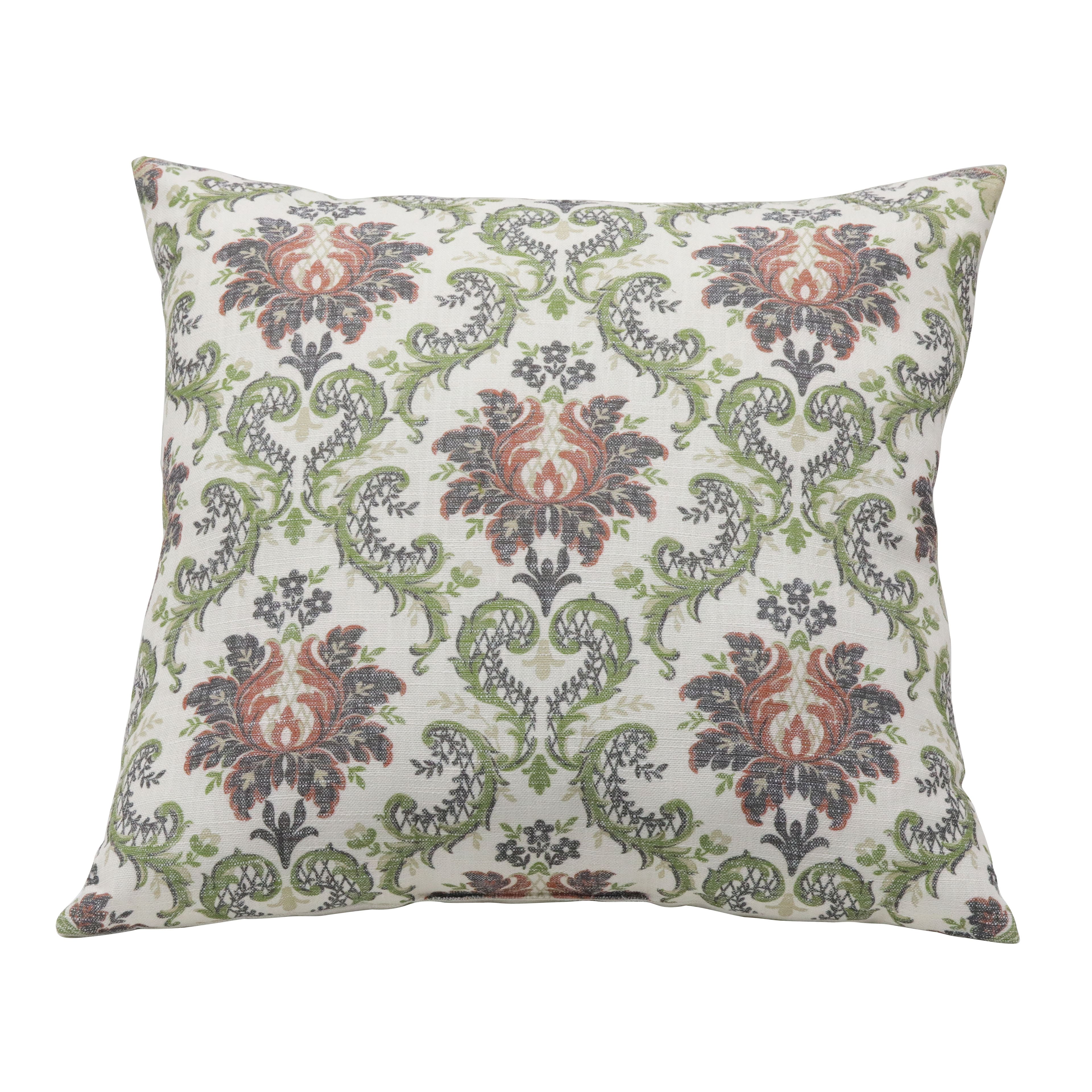 22&#x22; Green &#x26; Orange Damask Accent Pillow by Ashland&#xAE;