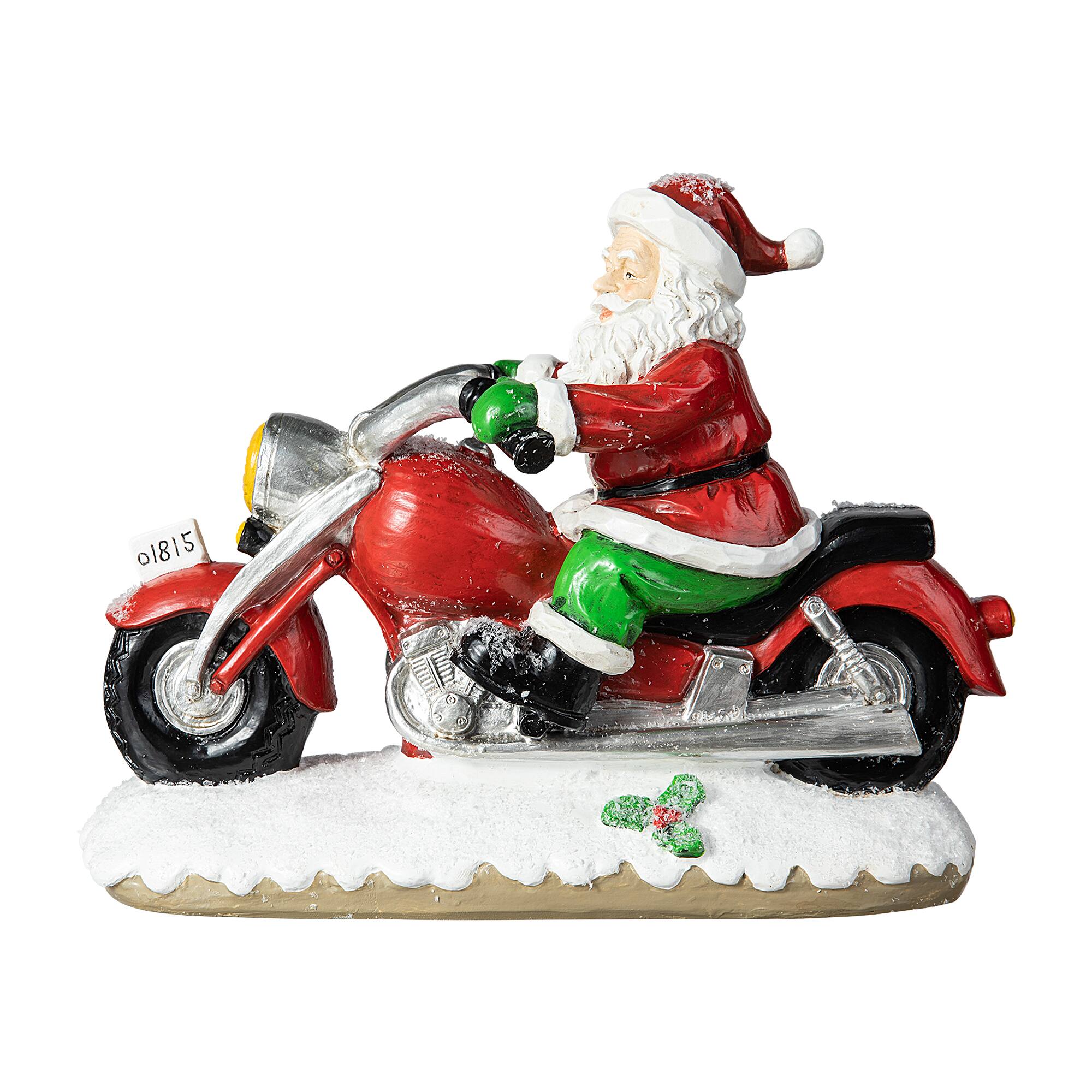 Glitzhome&#xAE; 11.75&#x22; Santa with Motorcycle Table D&#xE9;cor