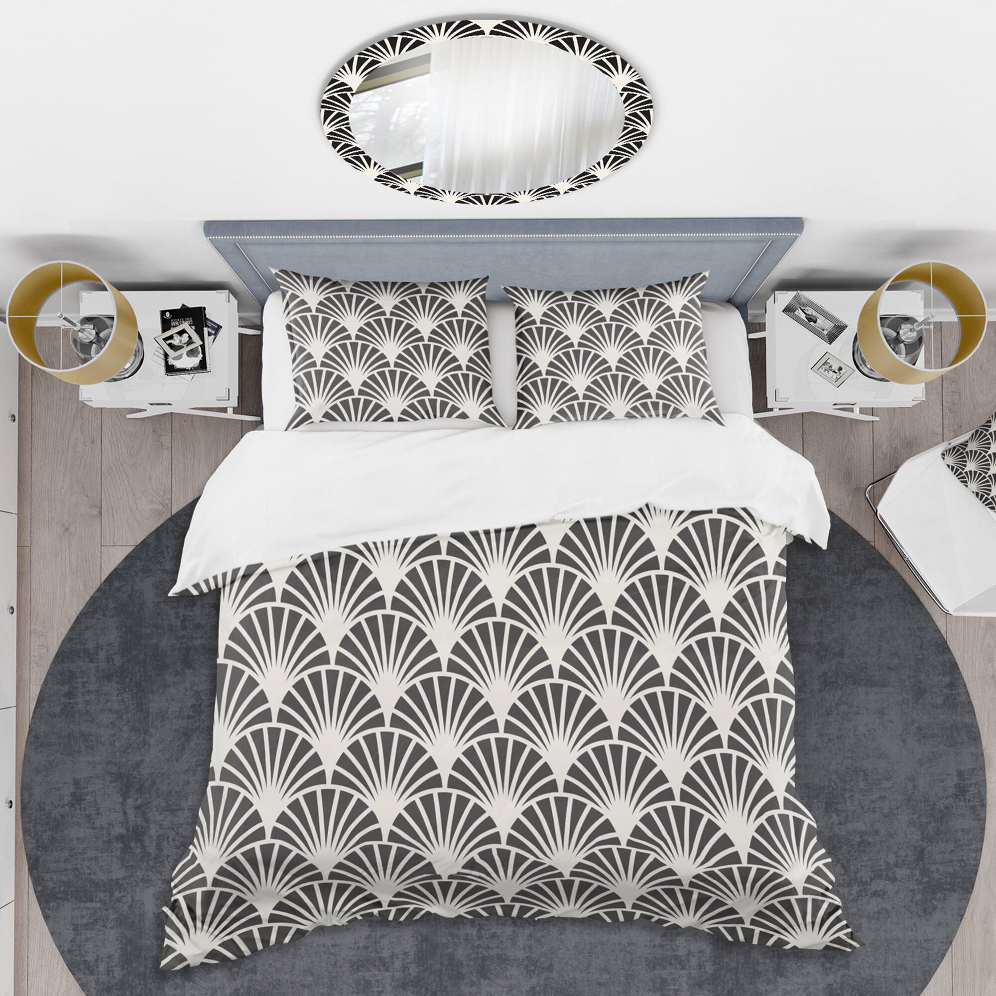 Designart &#x27;Retro Art Deco Waves I&#x27; Mid-Century Duvet Cover Set