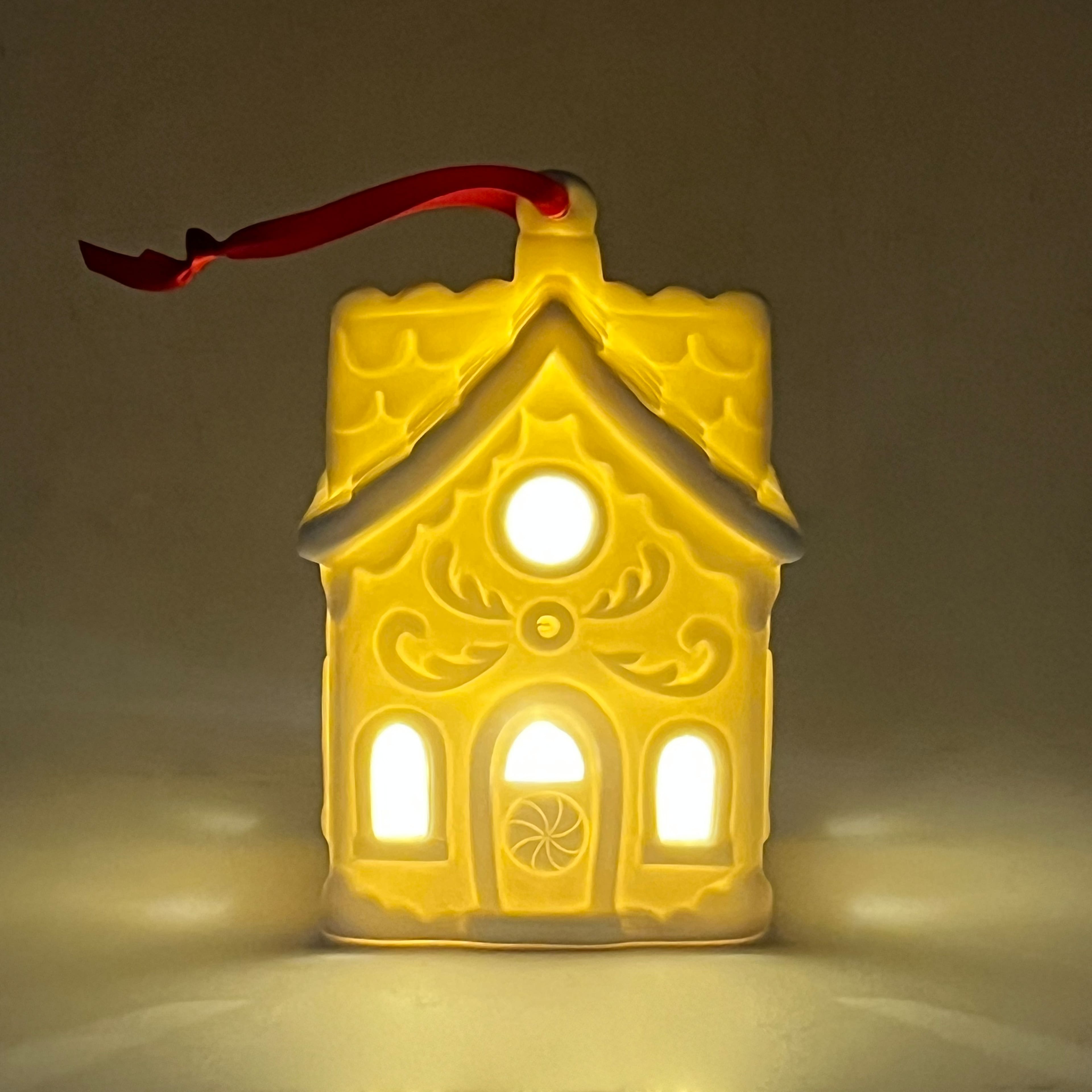 4&#x22; DIY LED Ceramic Gingerbread House Ornament by Make Market&#xAE;