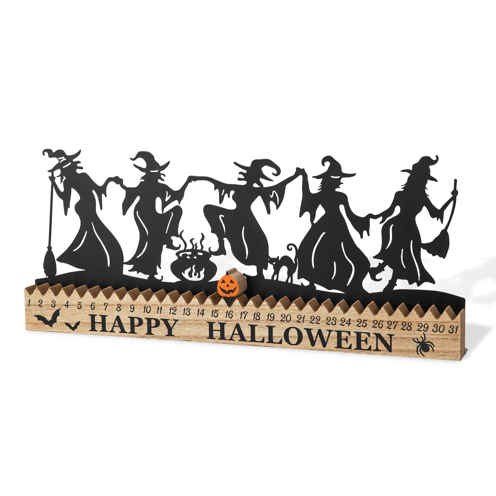 Glitzhome&#xAE; 18&#x22; Halloween Dancing Witch Silhouette Countdown Table Sign