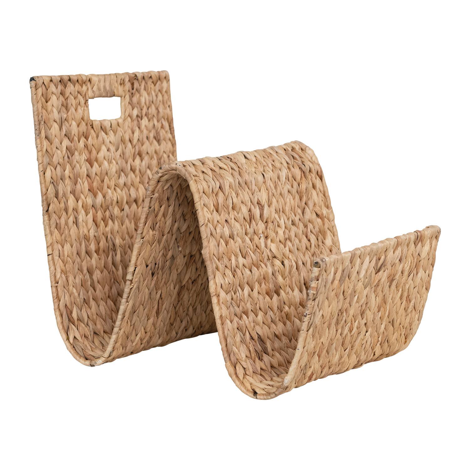 Hello Honey&#xAE; Hand-Woven Water Hyacinth &#x26; Metal Magazine Storage Holder with Handle