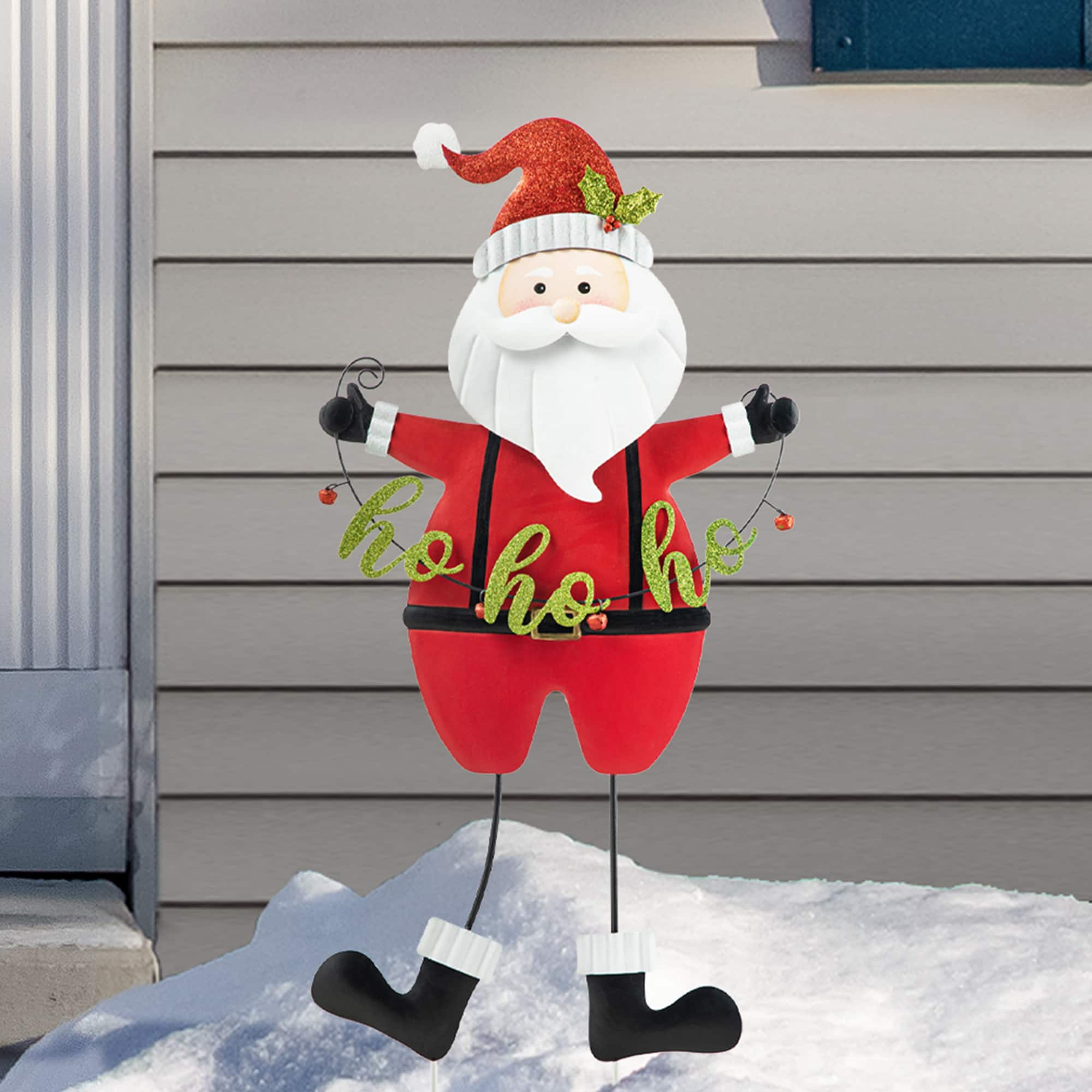 Glitzhome&#xAE; 36&#x22; Metal Santa HOHOHO Yard Stake