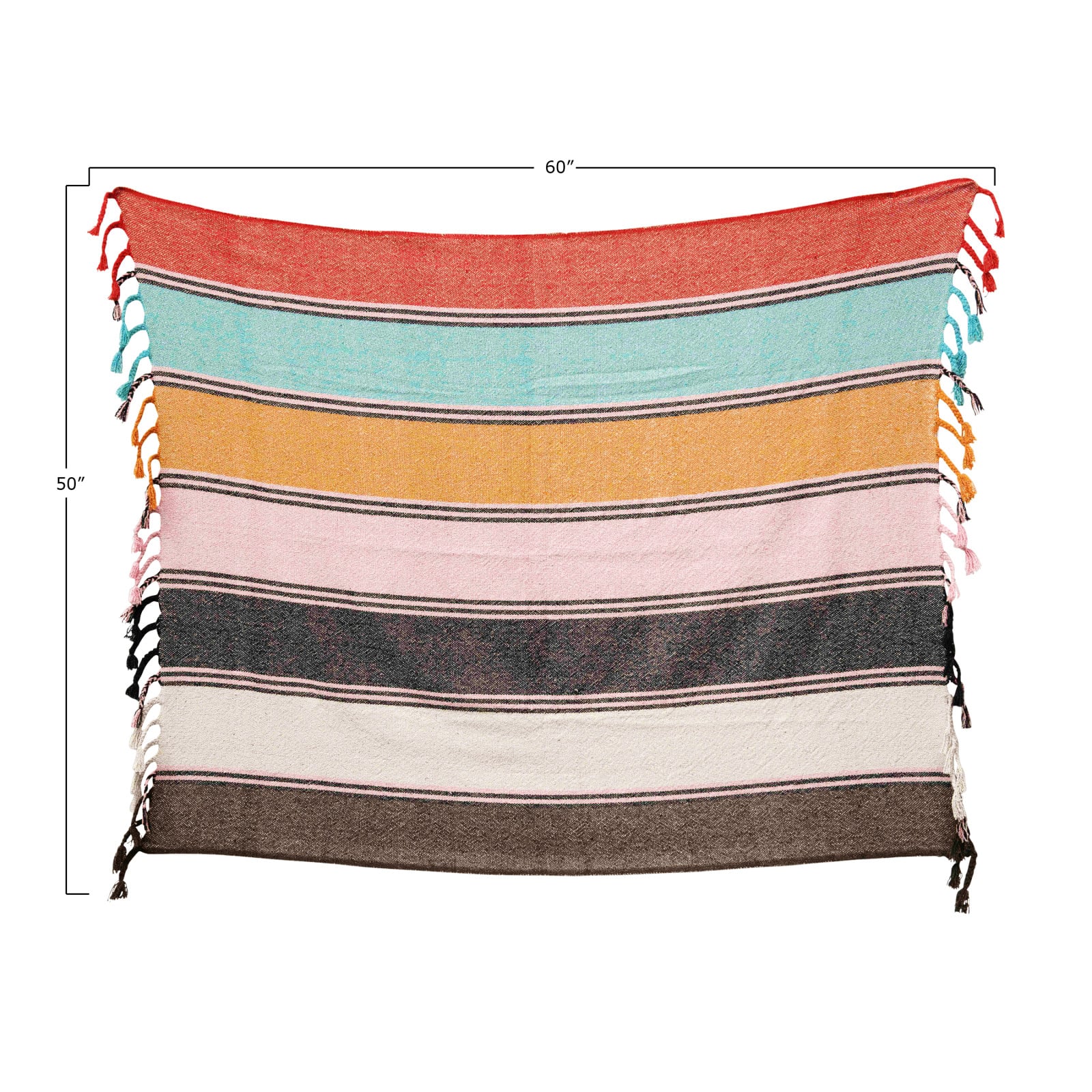 Hello Honey® Multicolor Stripe Recycled Cotton Blend Throw Blanket with Braided Fringe