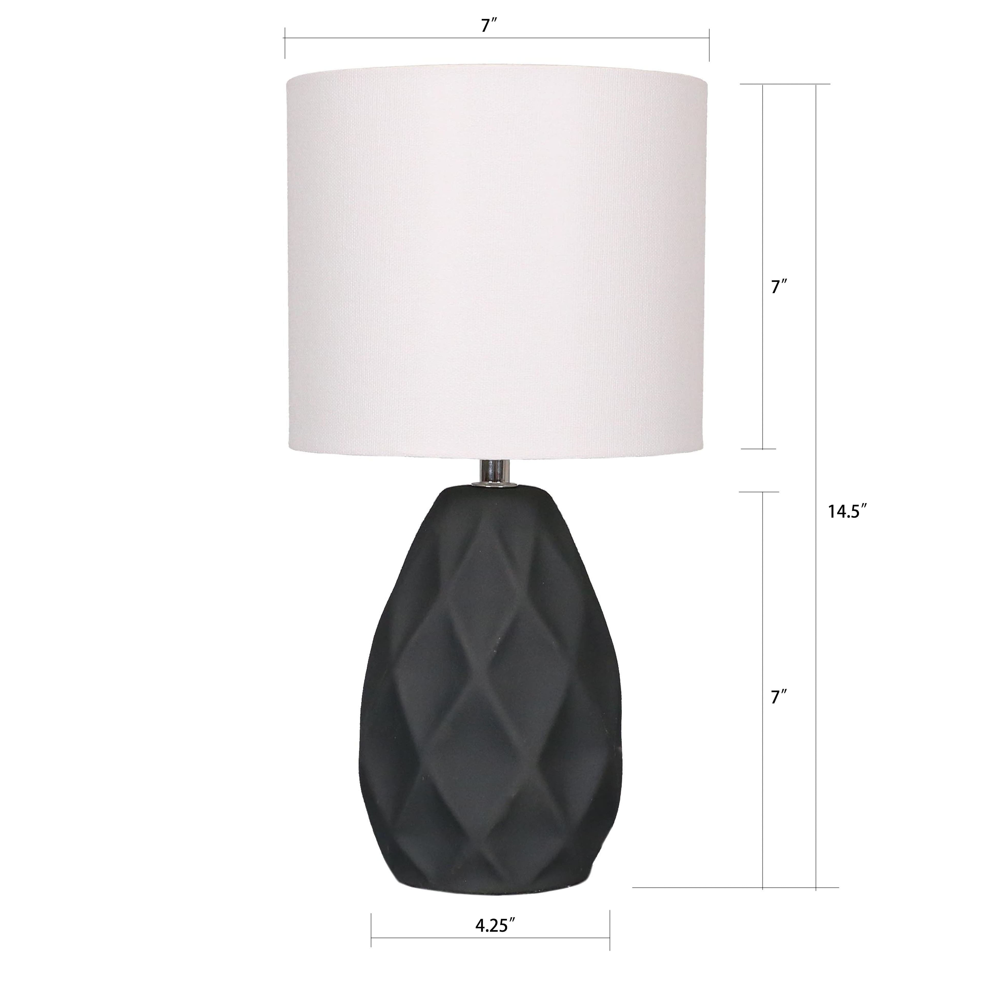 14.5" Gray Ceramic Table Lamp with White Fabric Shade by Ashland®