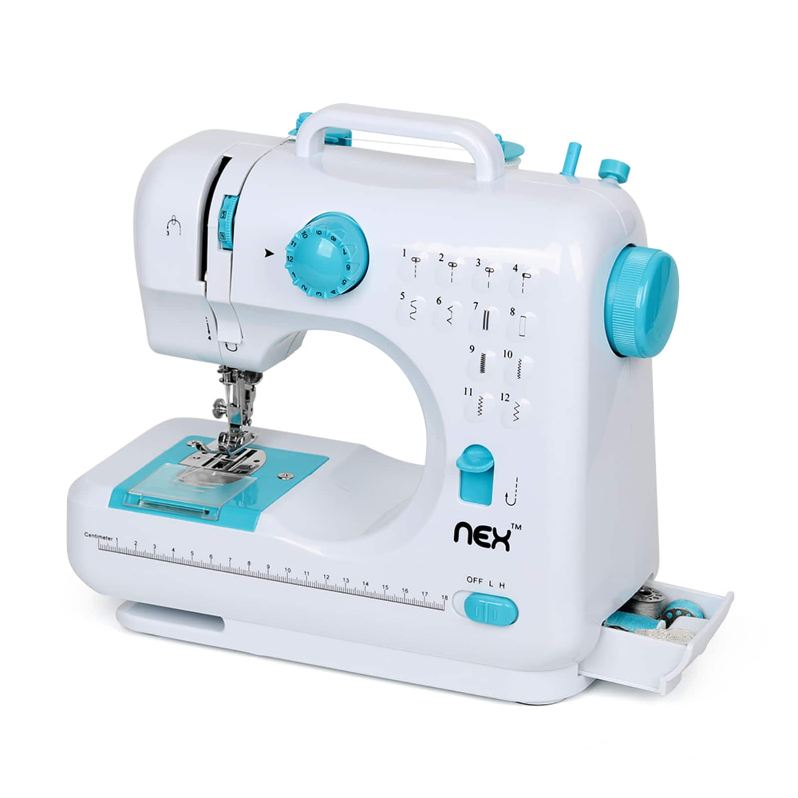 NEX™ Indigo Blue Modern Crafting Sewing Machine with 12 Built-In Stitches