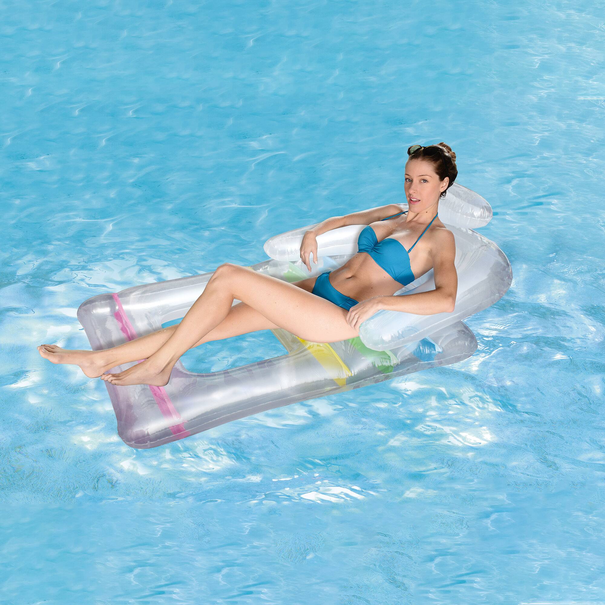 5ft. Clear Inflatable Swimming Pool Float Lounger with Backrest