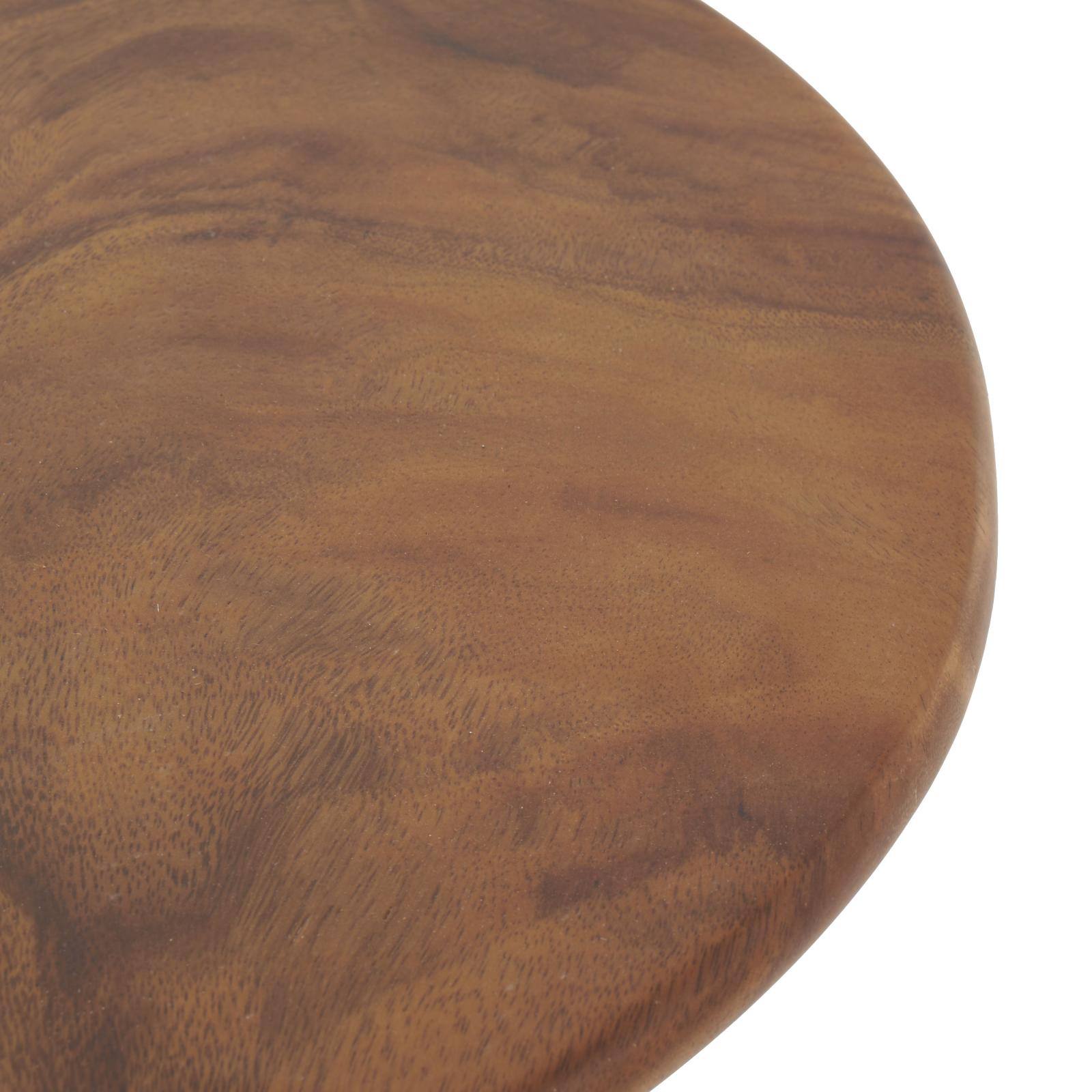 23.75" Brown Wood Handmade Coffee Table with Rounded Block Base