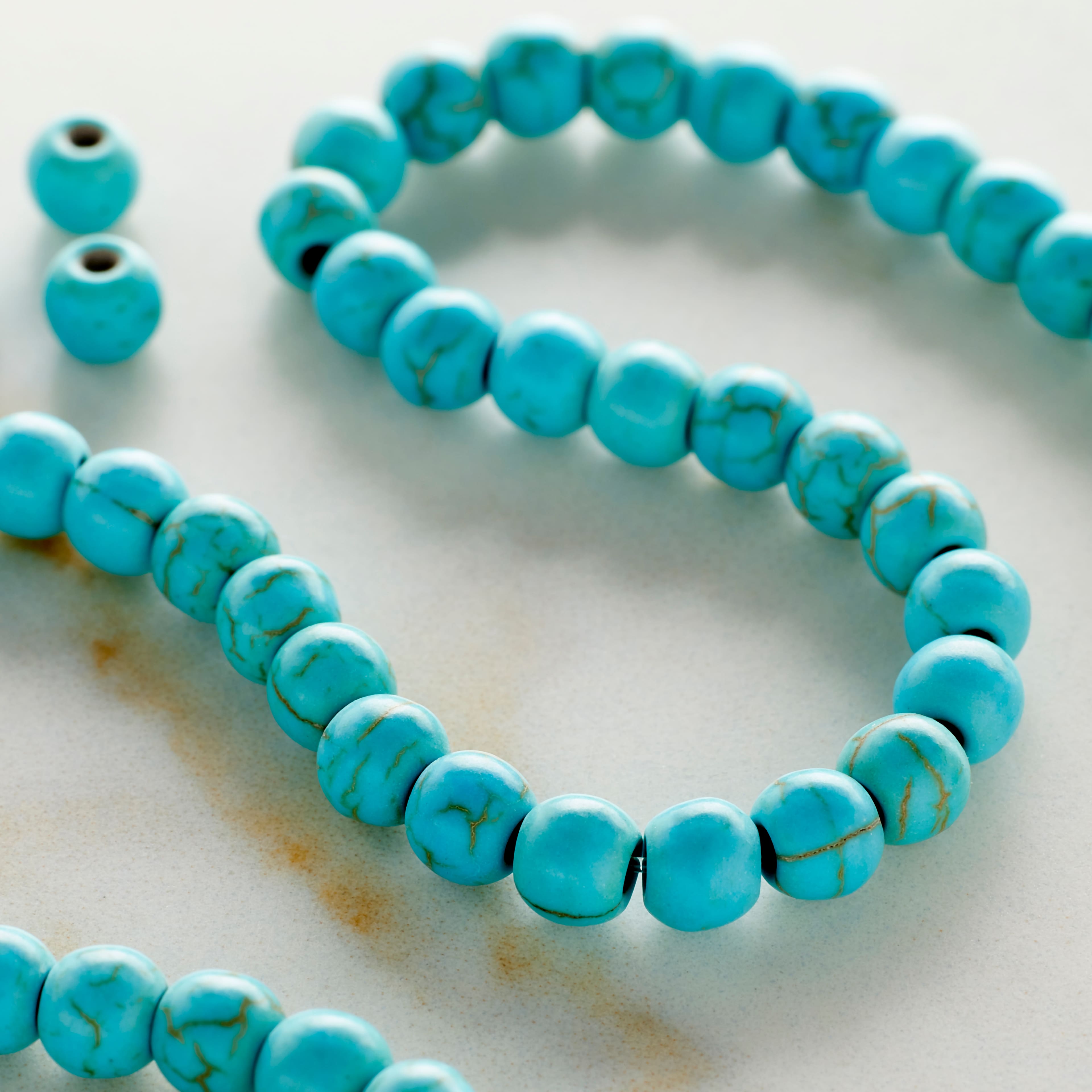 Turquoise Dyed Howlite Rondelle Beads, 4mm by Bead Landing™