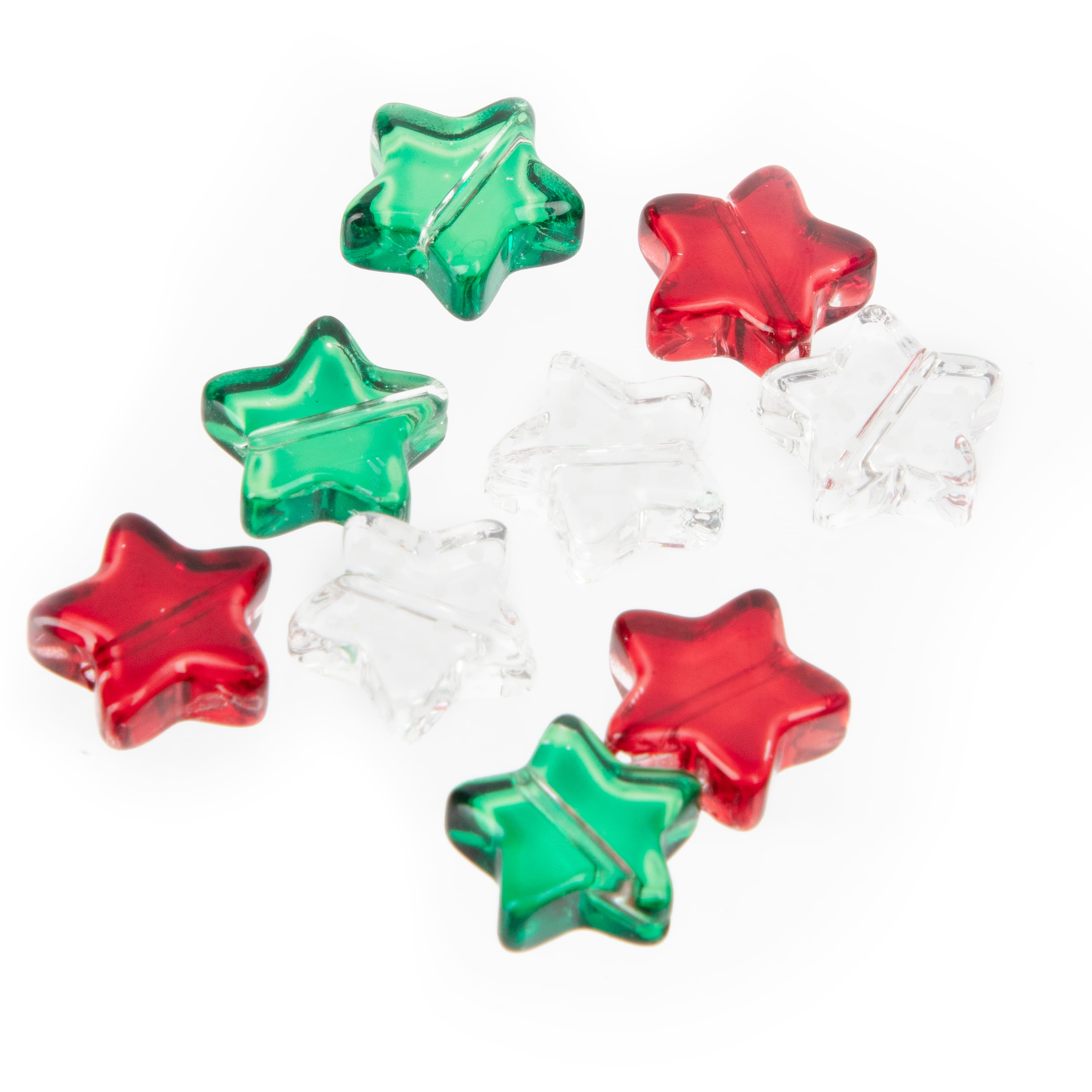 Christmas Glass Star Beads, 10mm by Bead Landing™