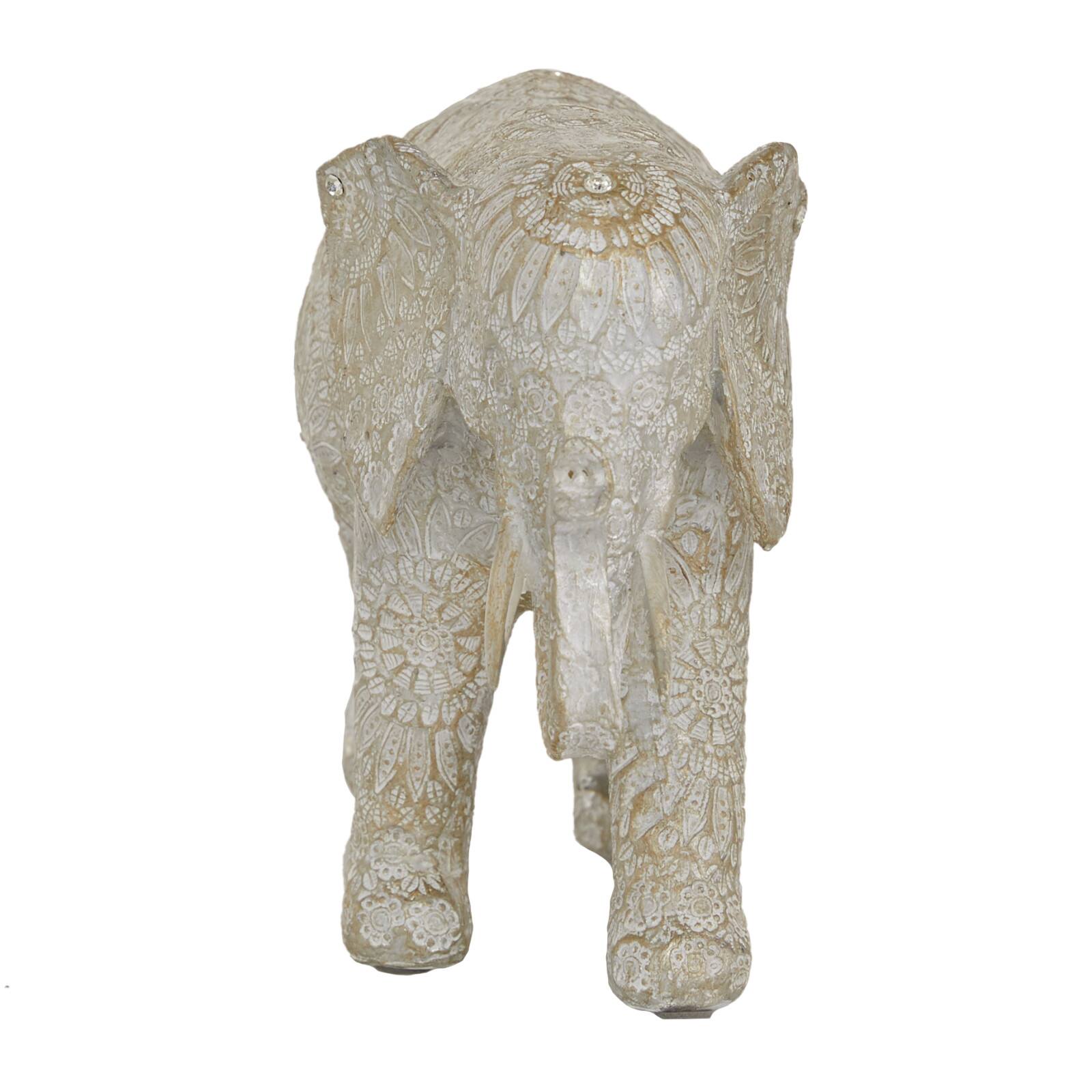 11&#x22; White Eclectic Elephant Sculpture