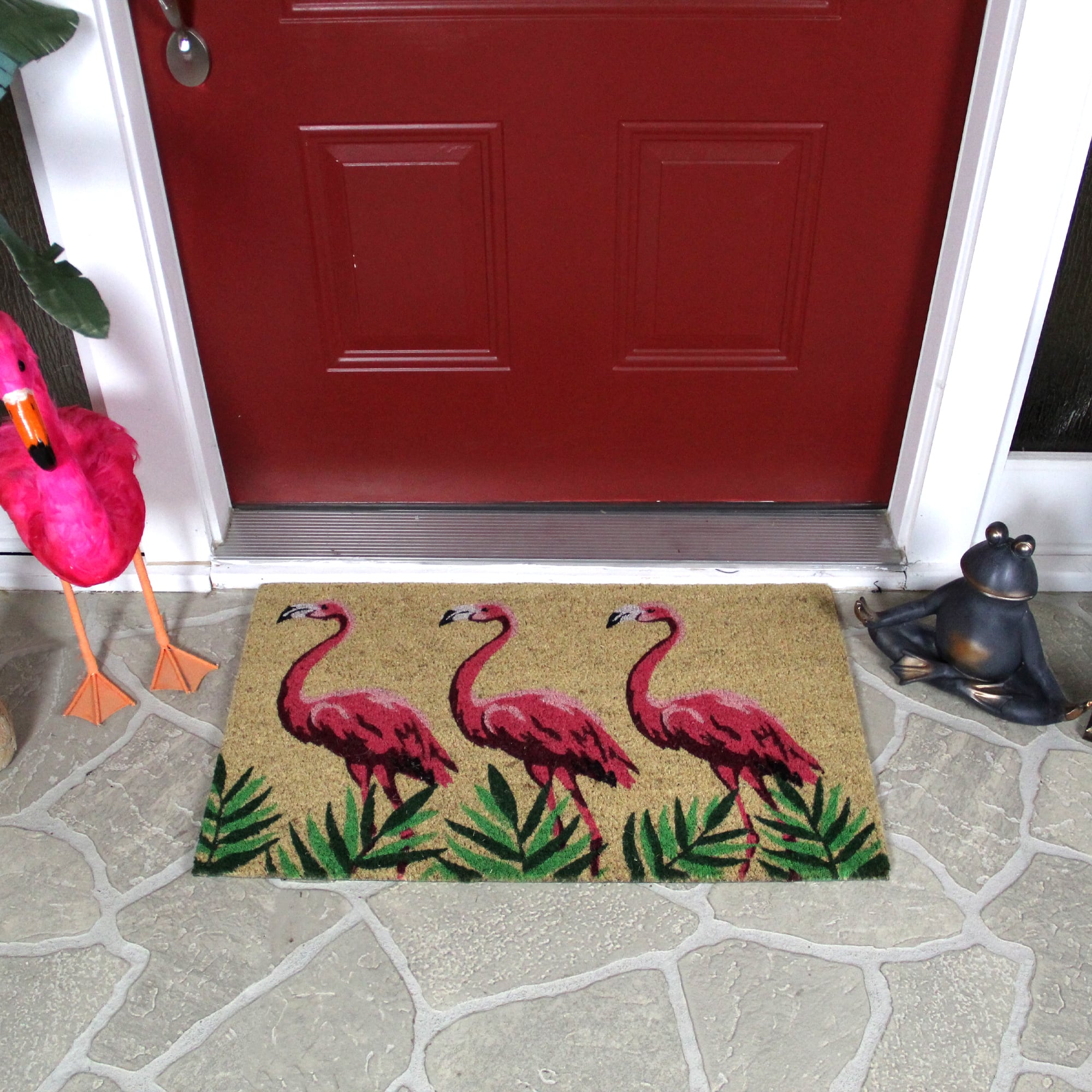 Pink &#x26; Green Flamingo Doormat