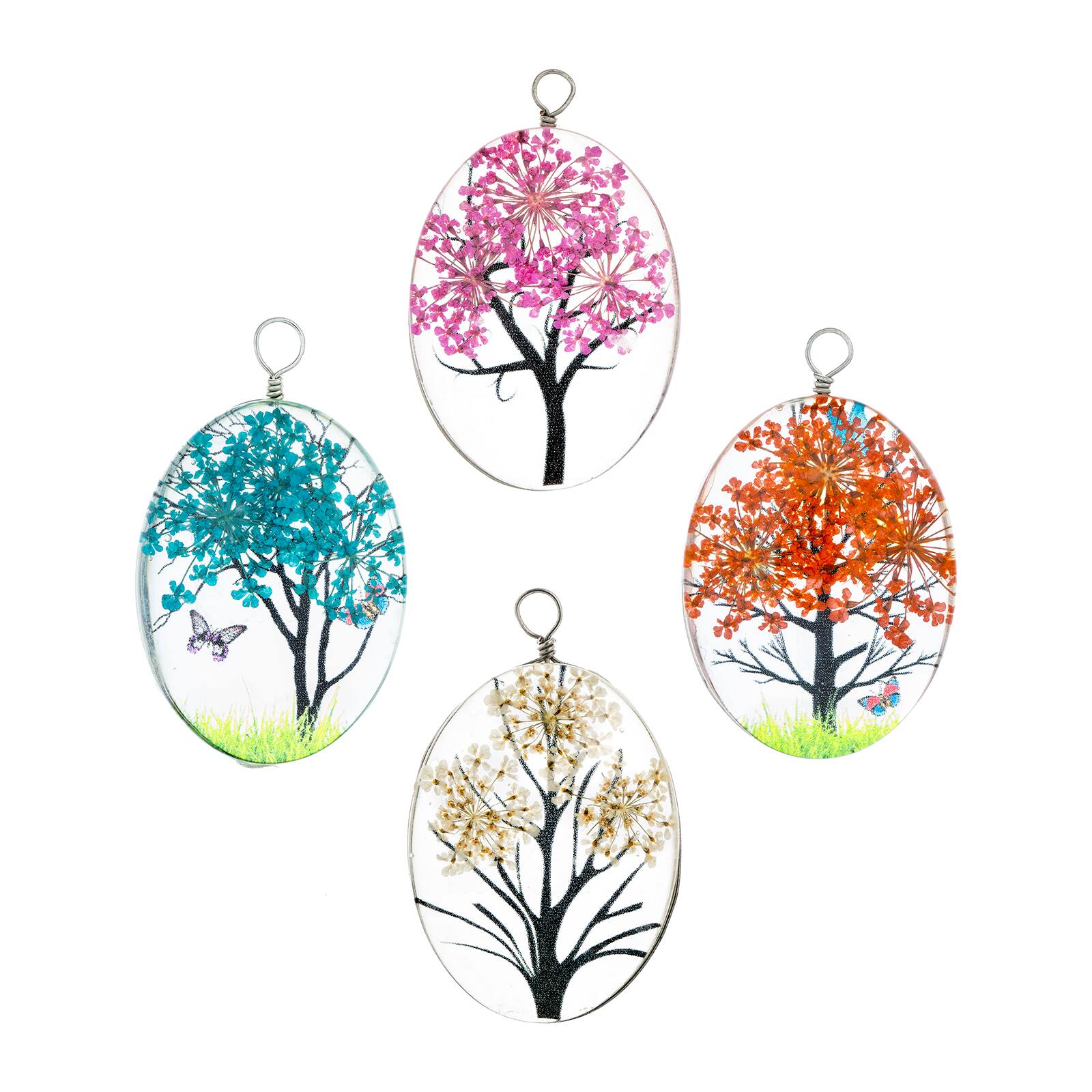John Bead 30mm x 40mm Dried Flower Assorted Pendants