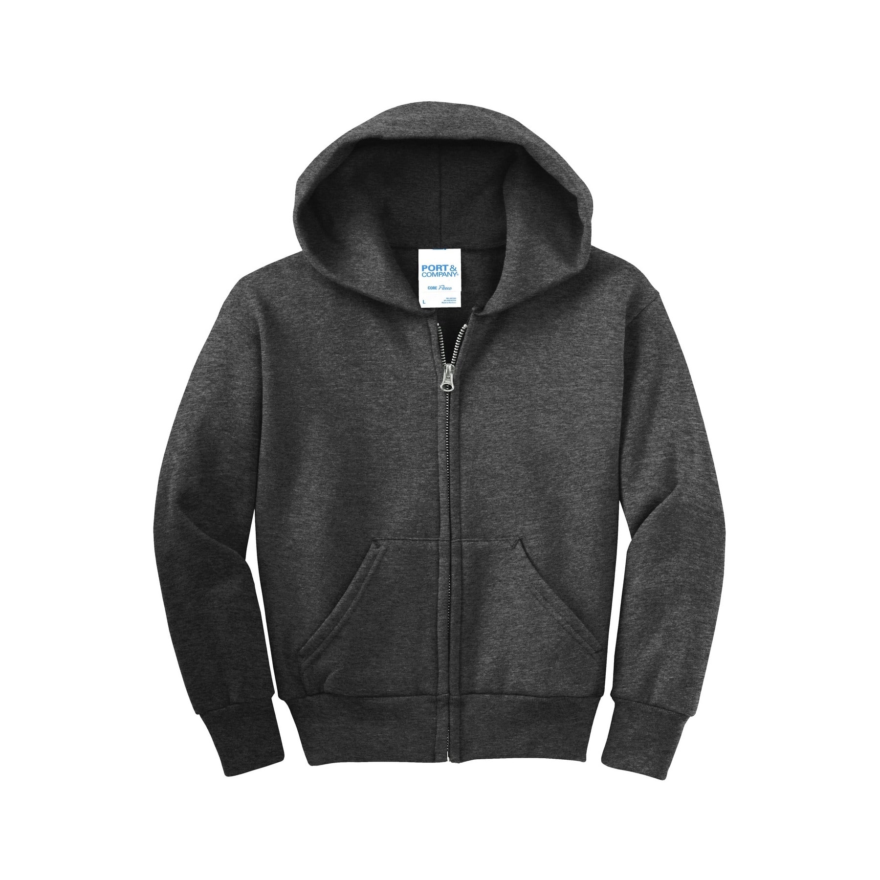 Port & Company® Youth Core Fleece Full-Zip Hooded Sweatshirt