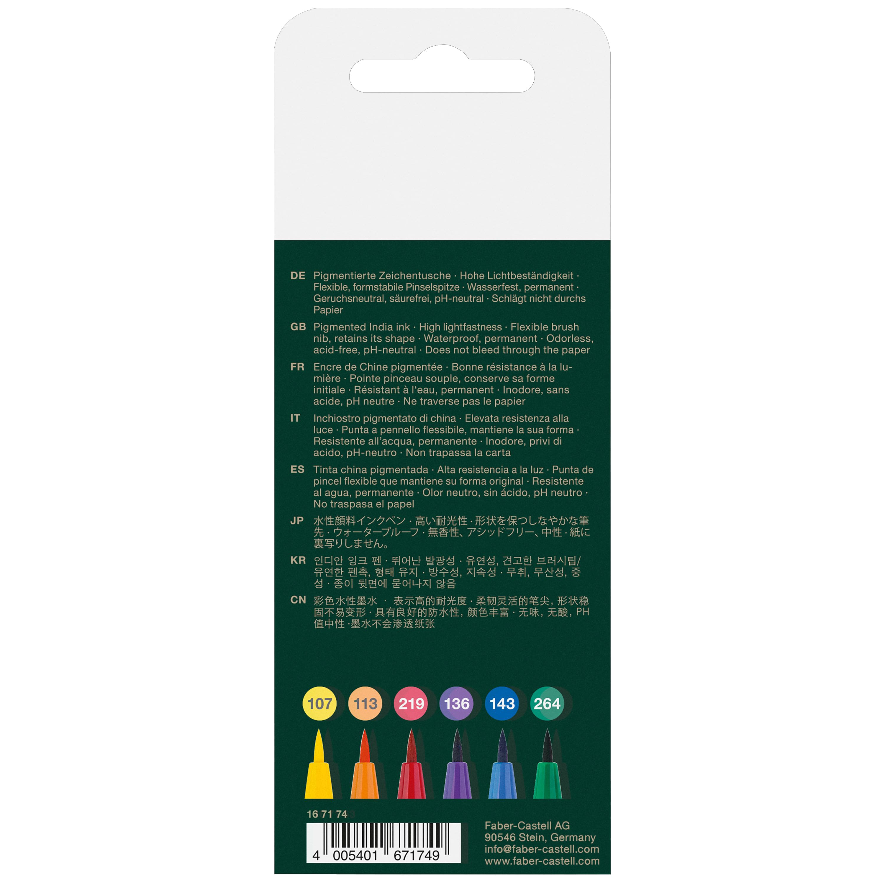 Faber-Castell&#xAE; PITT&#xAE; 6 Color Artist Brush Pen Set