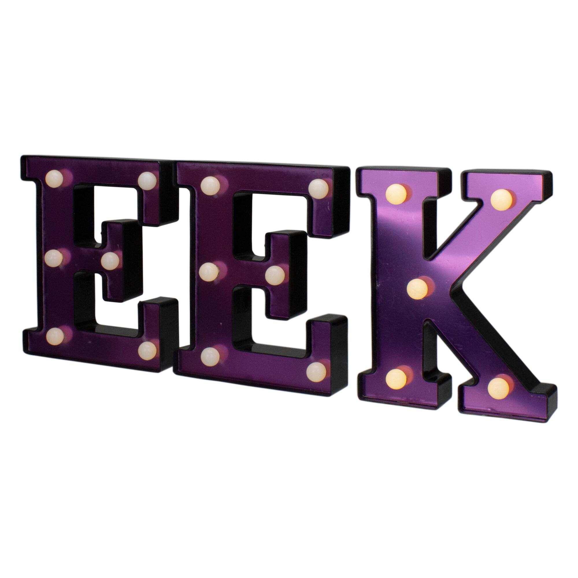 6.5&#x22; Lighted Black &#x26; Purple EEK Halloween Marquee Sign