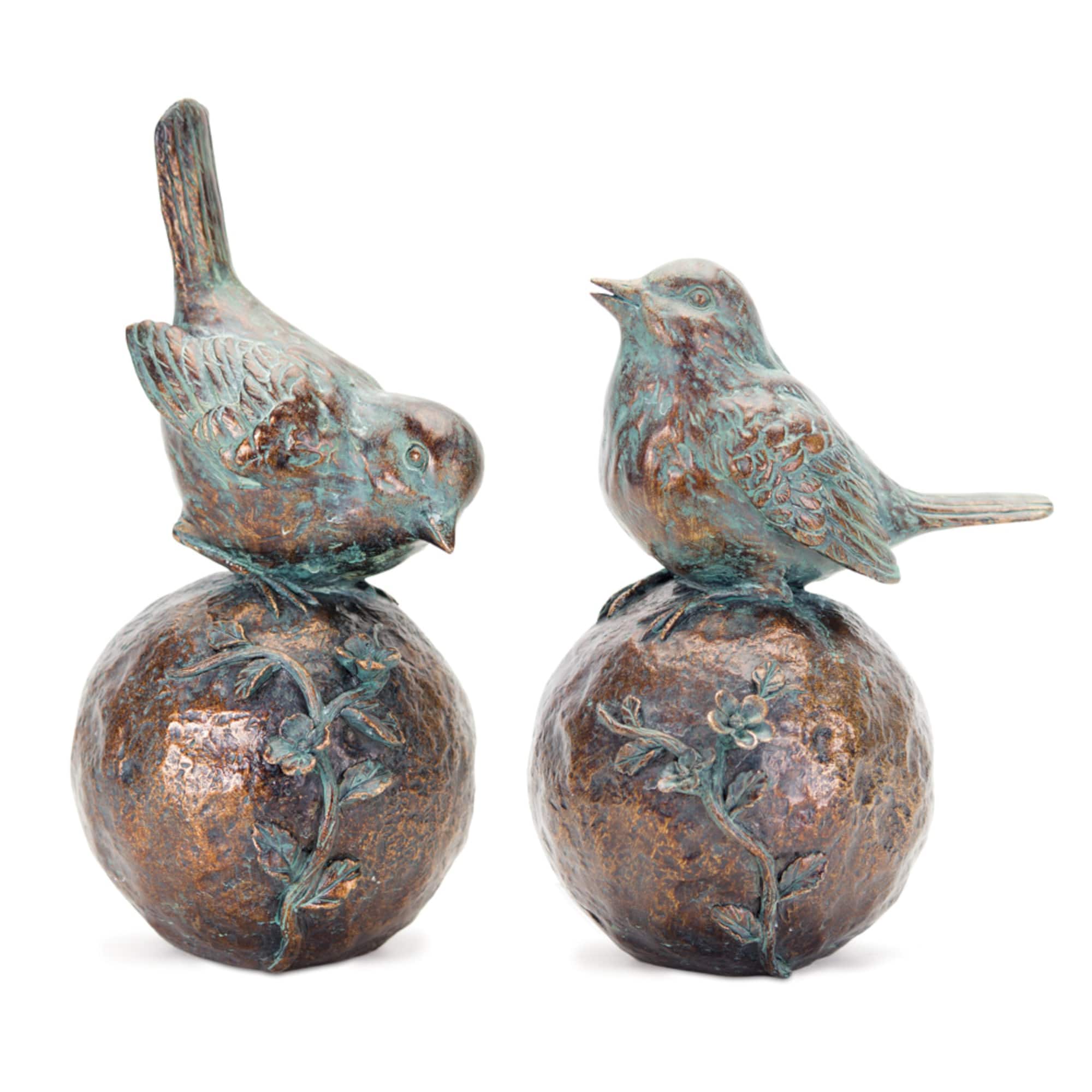 Copper &#x26; Blue Bird Orb Set, 8.5&#x22; &#x26; 10.5&#x22;