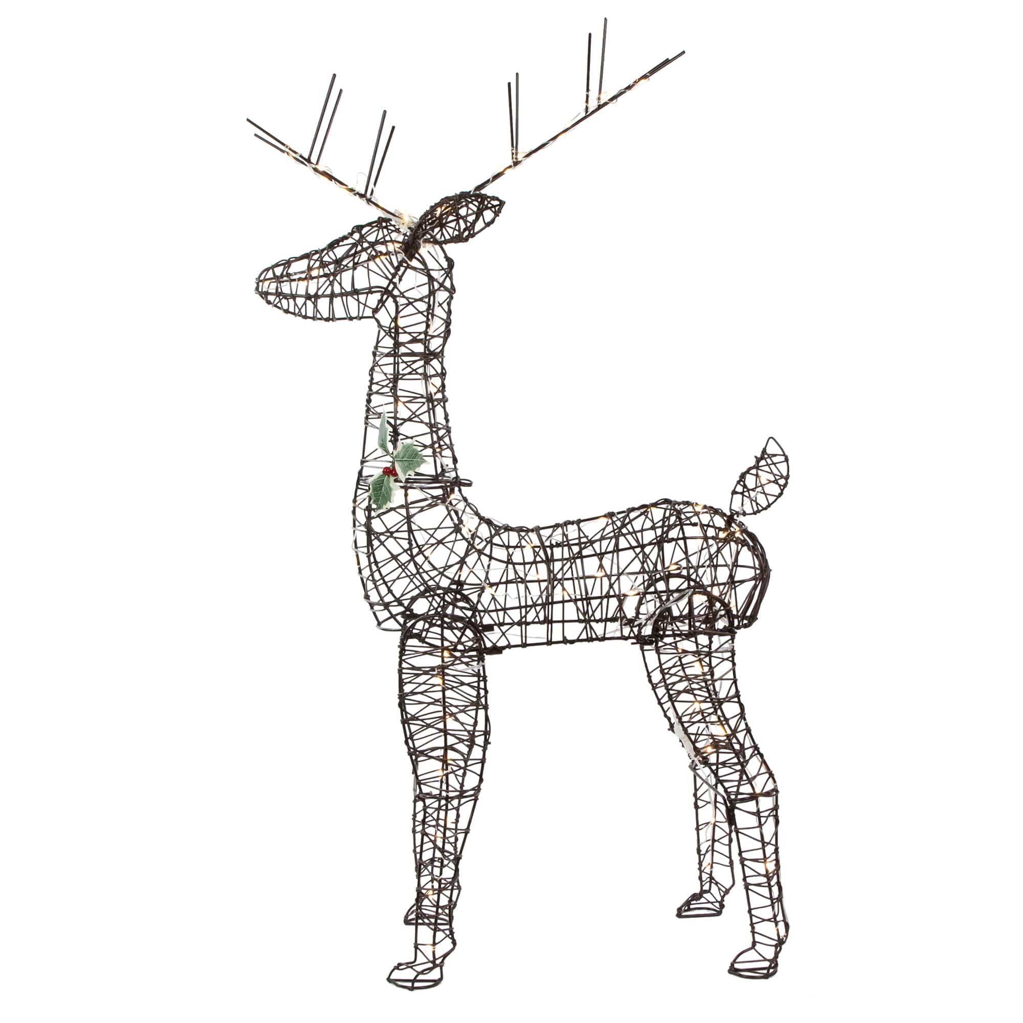 45.5" LED Rattan Deer Outdoor Christmas Décor