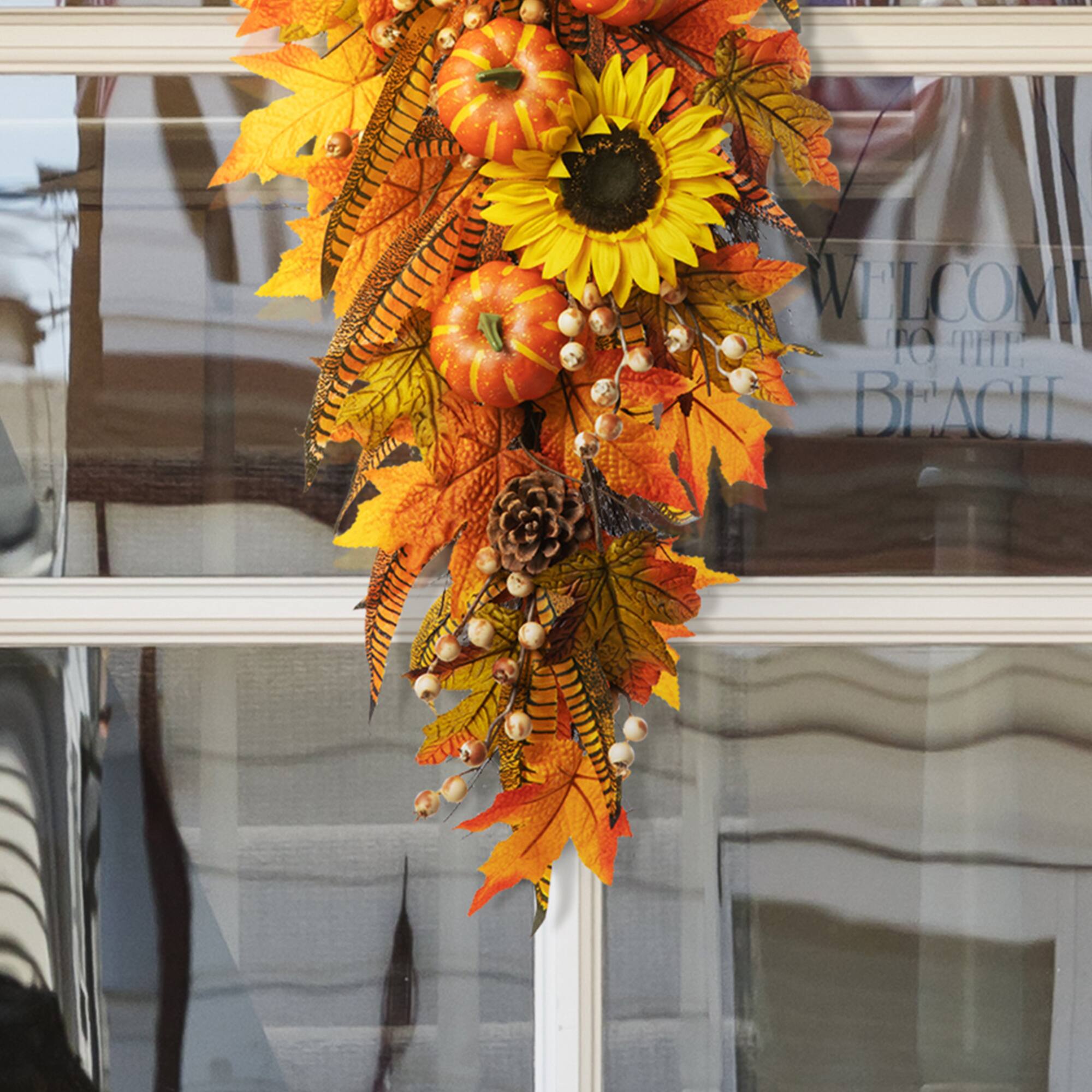 Glitzhome® 26" Sunflower Pumpkin Leaf Swag