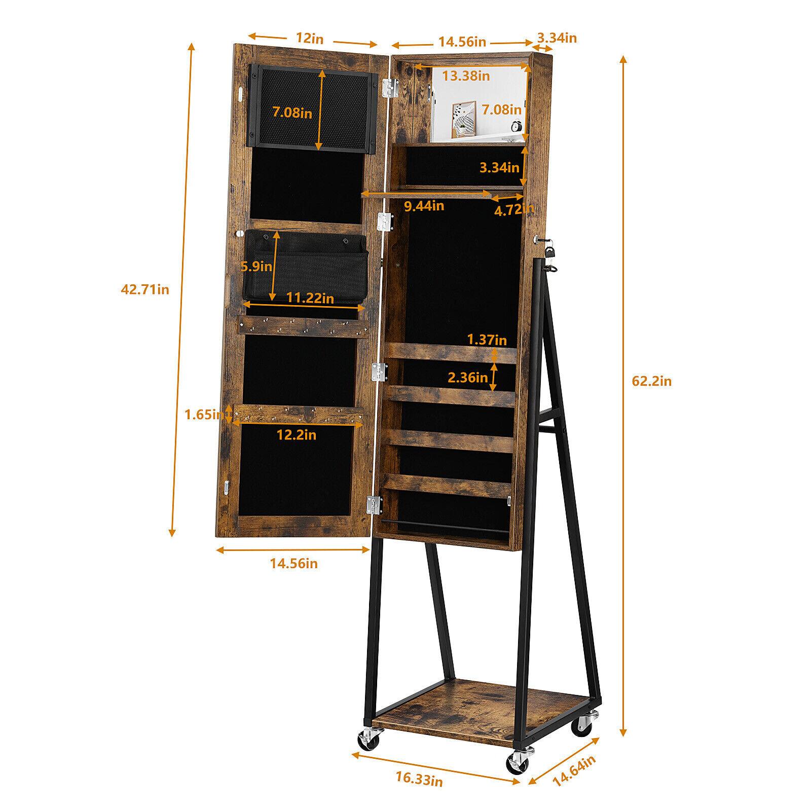 NEX™ 5ft. Burnt Wood Brown Jewelry Armoire on Casters