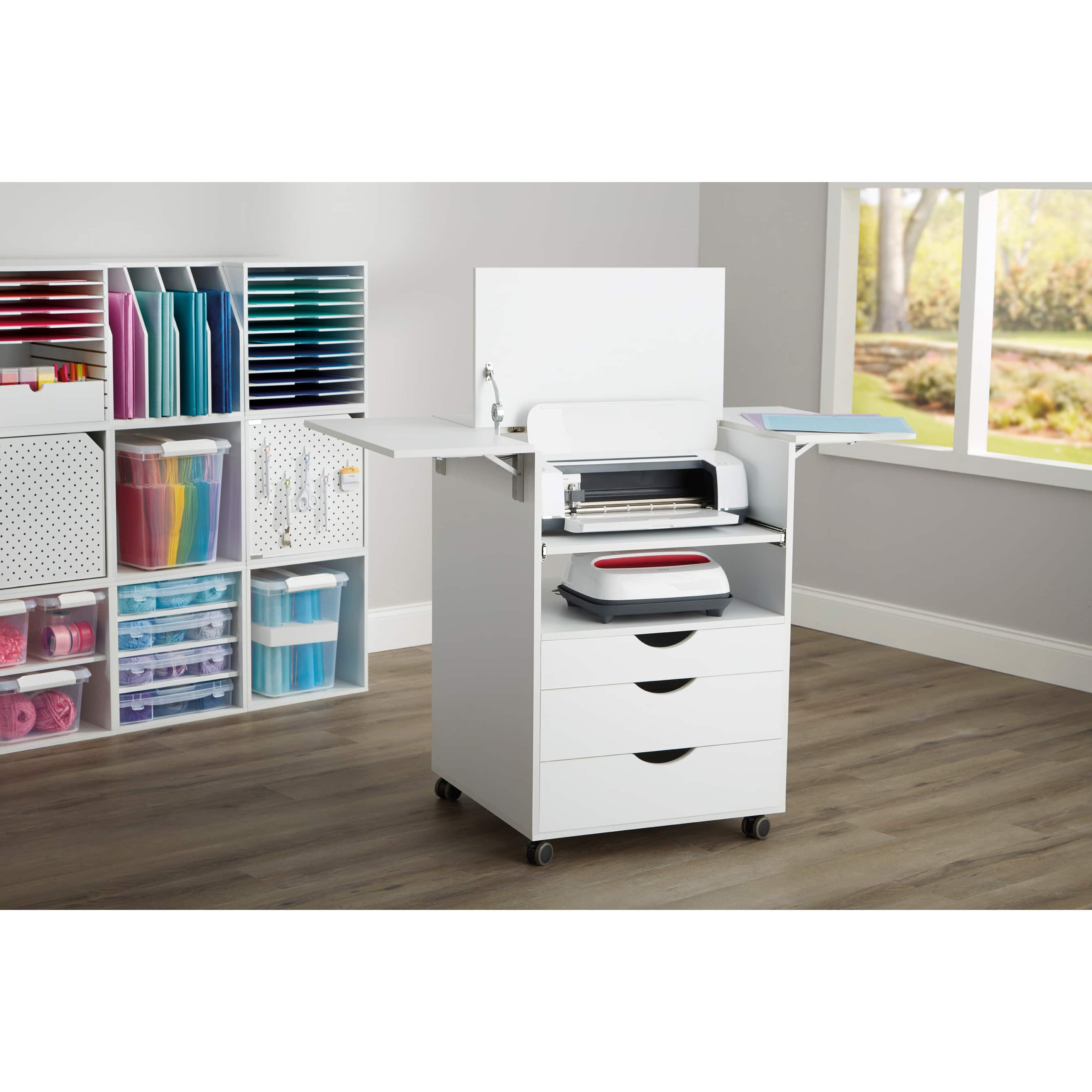 48&#x22; White Expandable Mobile Workstation by Simply Tidy&#xAE;