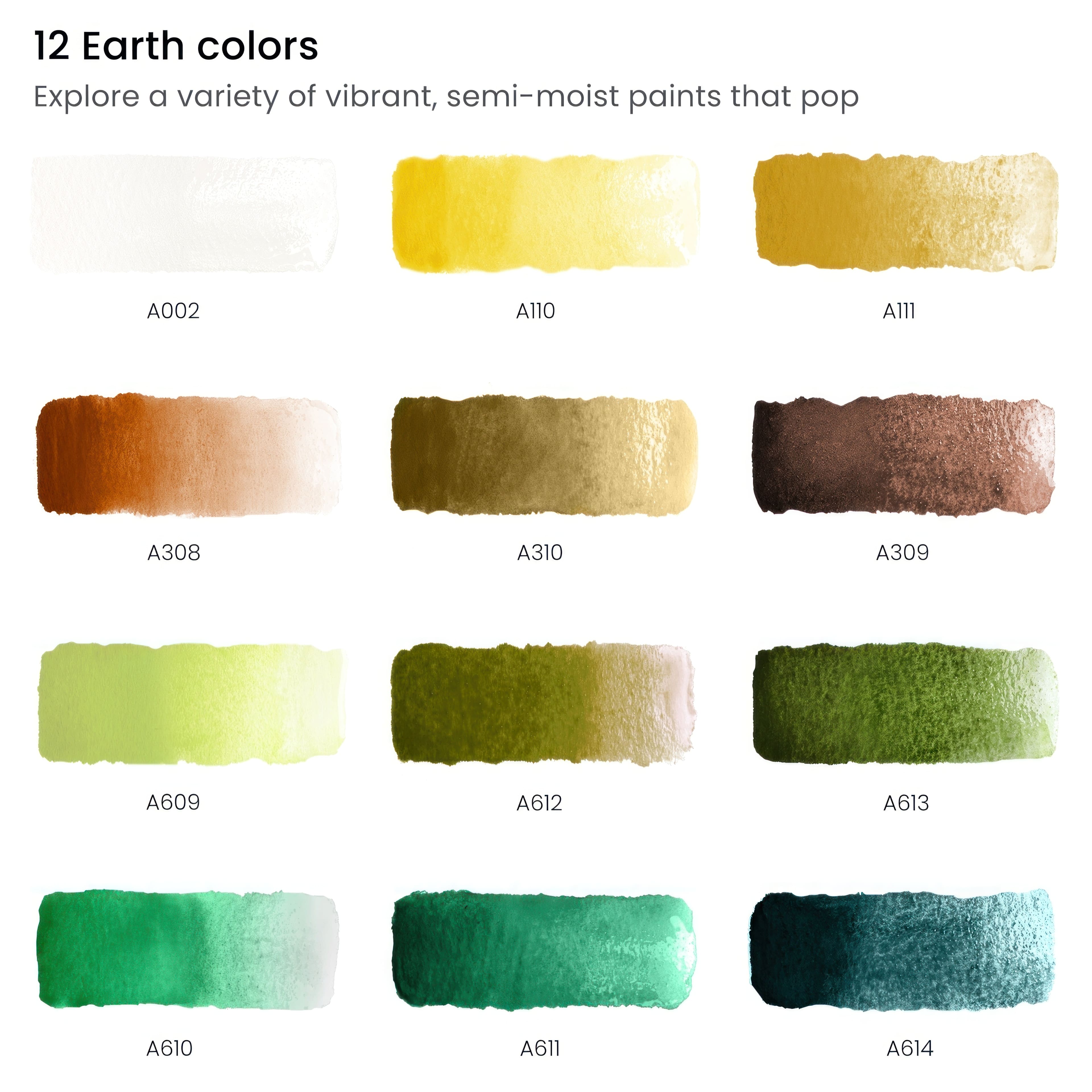 Arteza&#xAE; Earth Colors Watercolor Half Pan Set
