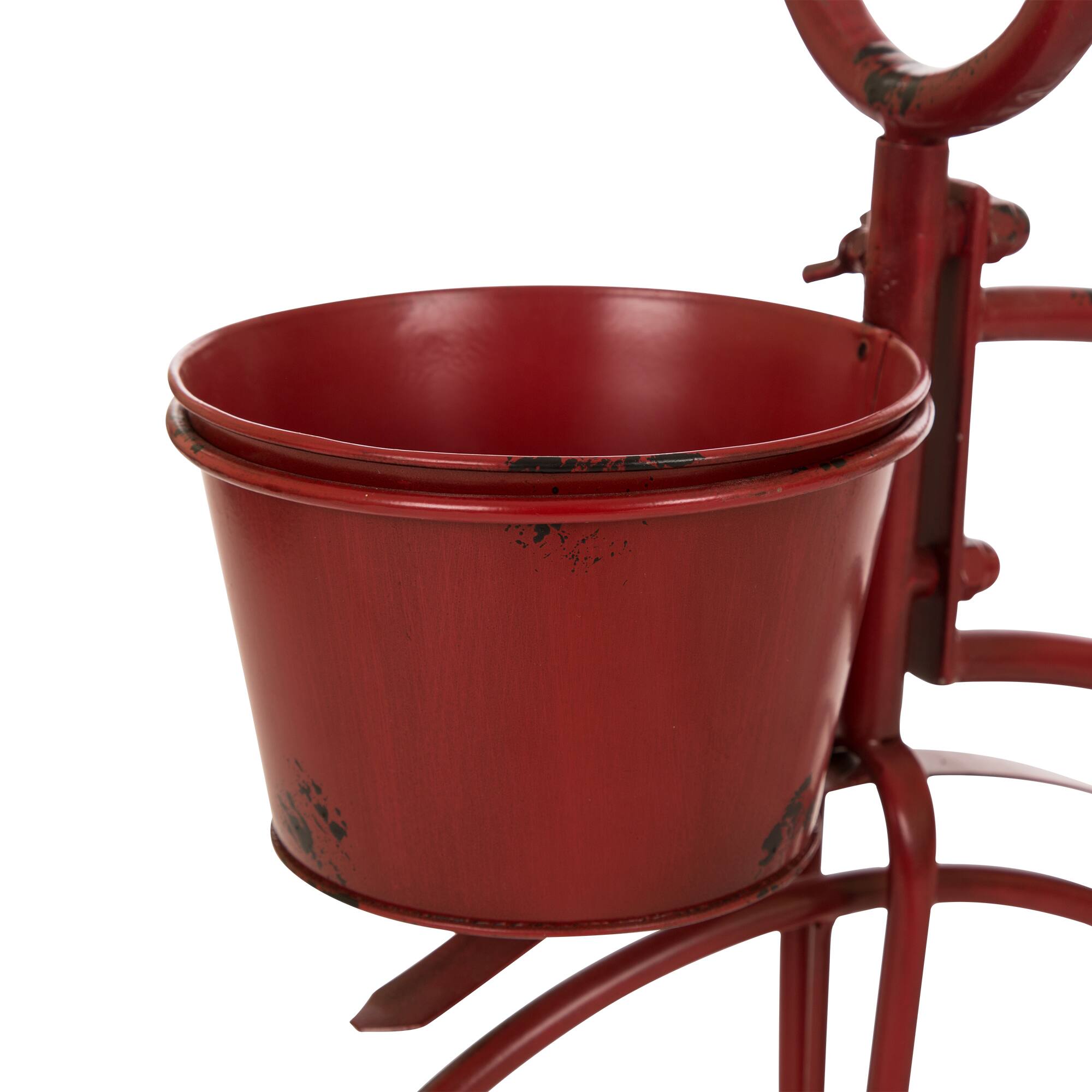 Glitzhome&#xAE; 25.98&#x22; Red Metal Bicycle Planter