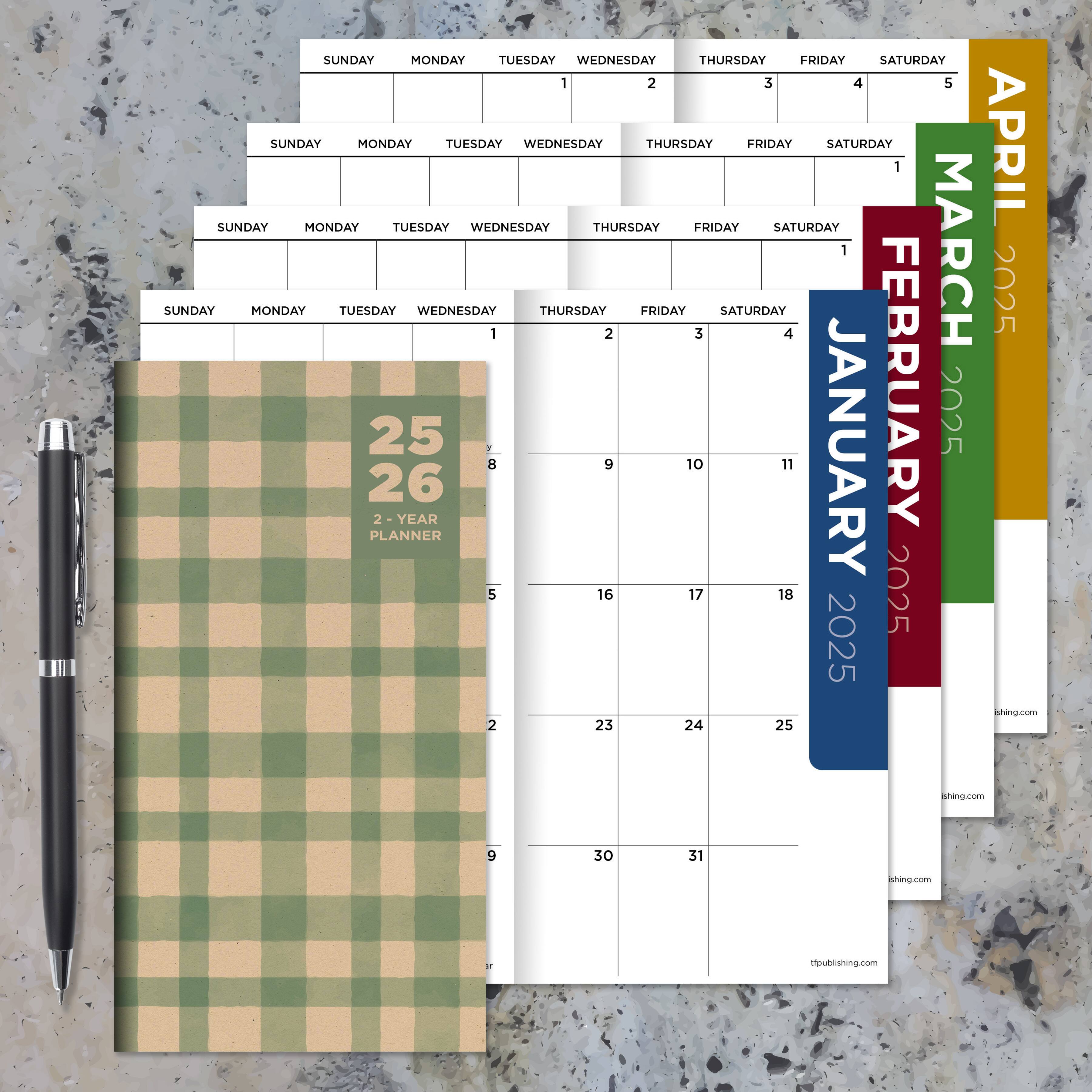 TF Publishing 2025-2026 Small Farmhouse Gingham Monthly Pocket Planner