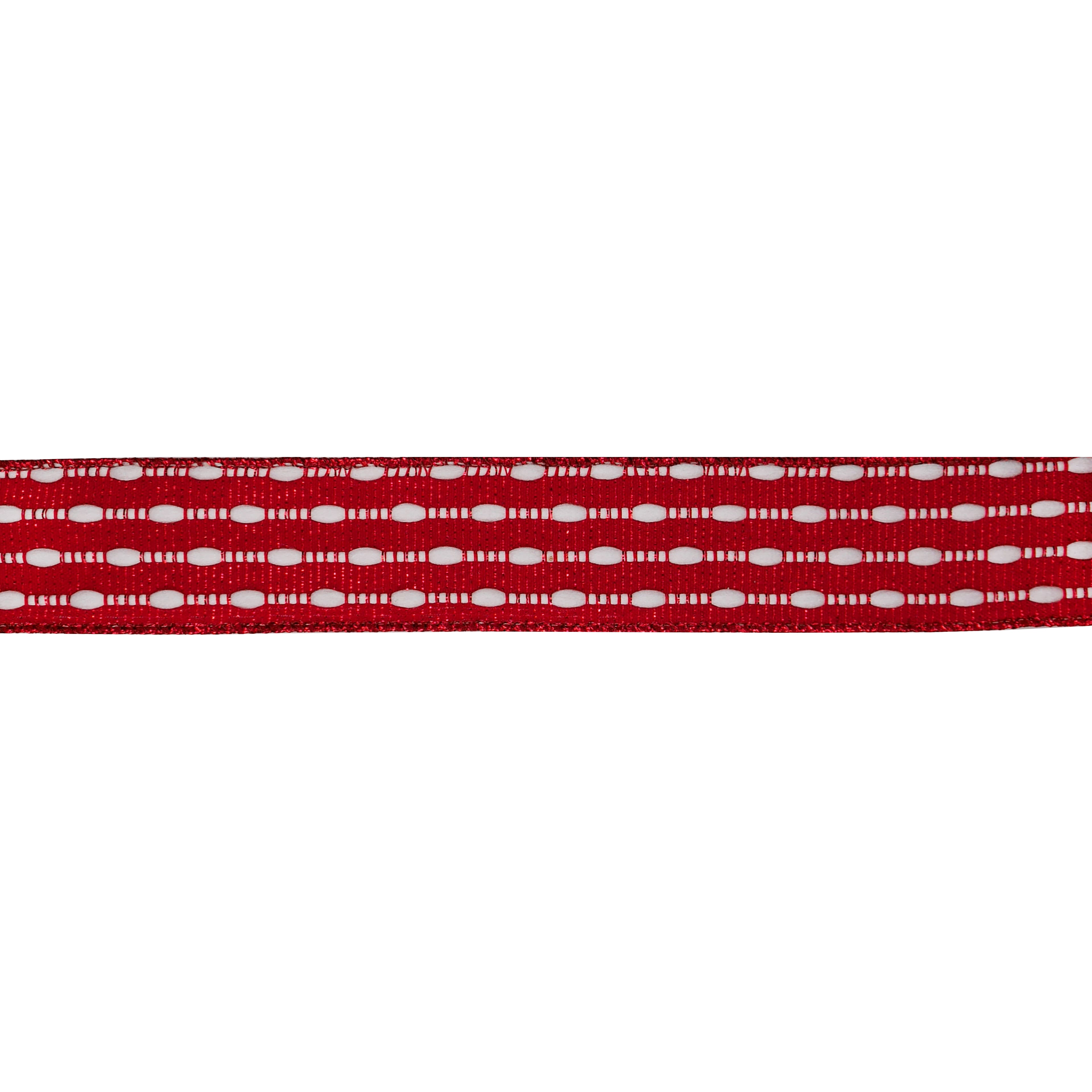 1.5&#x22; x 25ft. Red &#x26; White Stitch Wired Ribbon by Celebrate It&#xAE;