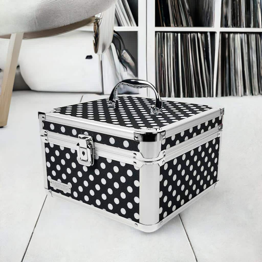 Vaultz Black &#x26; White Polka Dots Square Divided Storage