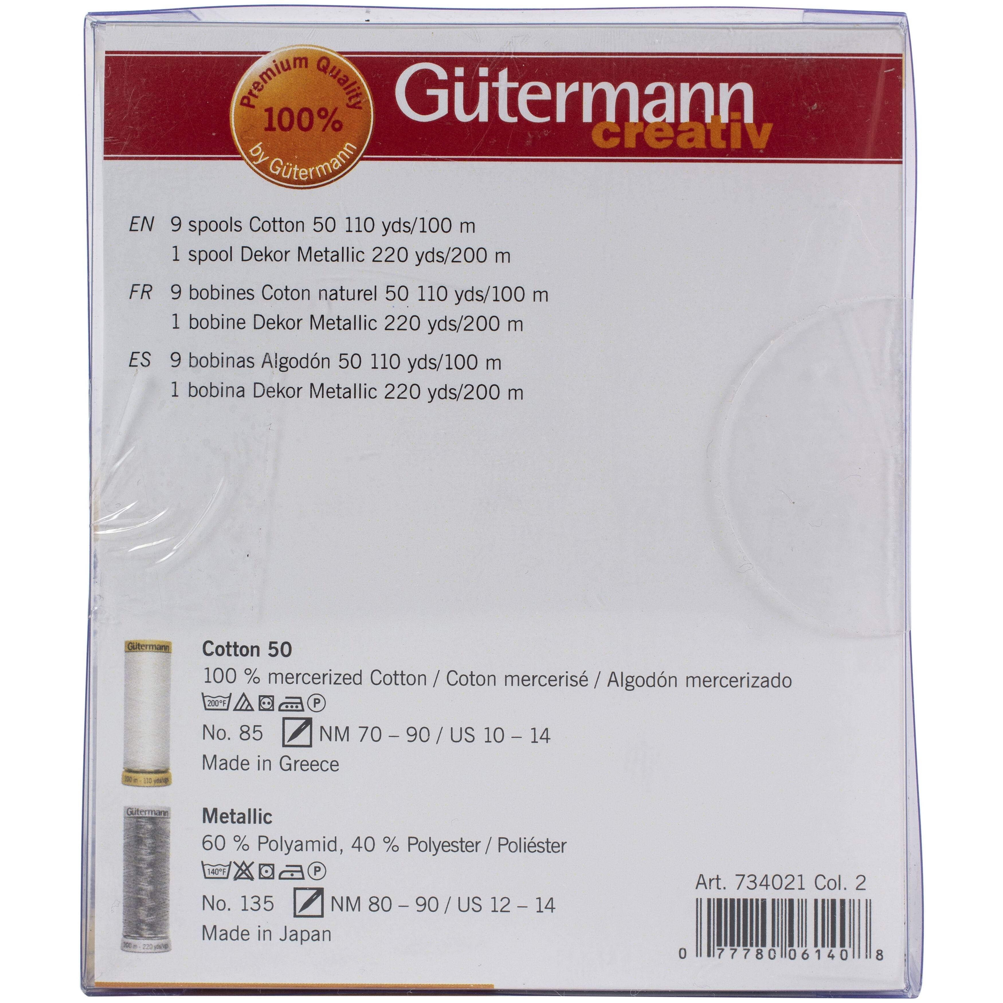 Gütermann Silver Metallic Collection Cotton 50 Holiday Thread Set, 10ct.
