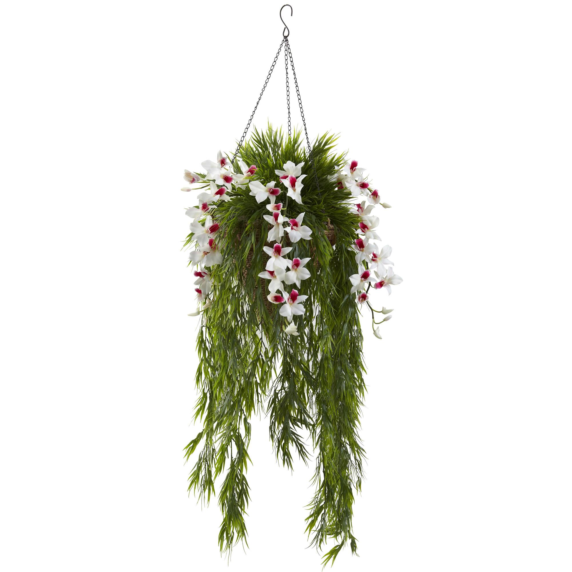 3.5ft. Red &#x26; White Bamboo &#x26; Orchid Hanging Basket